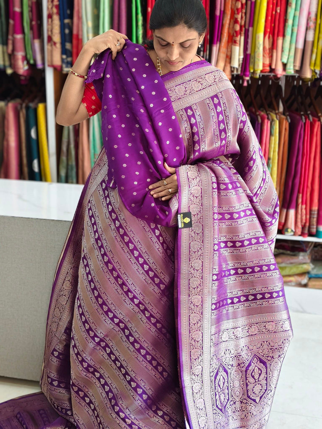 Georgette Banarasi saree purple blue
