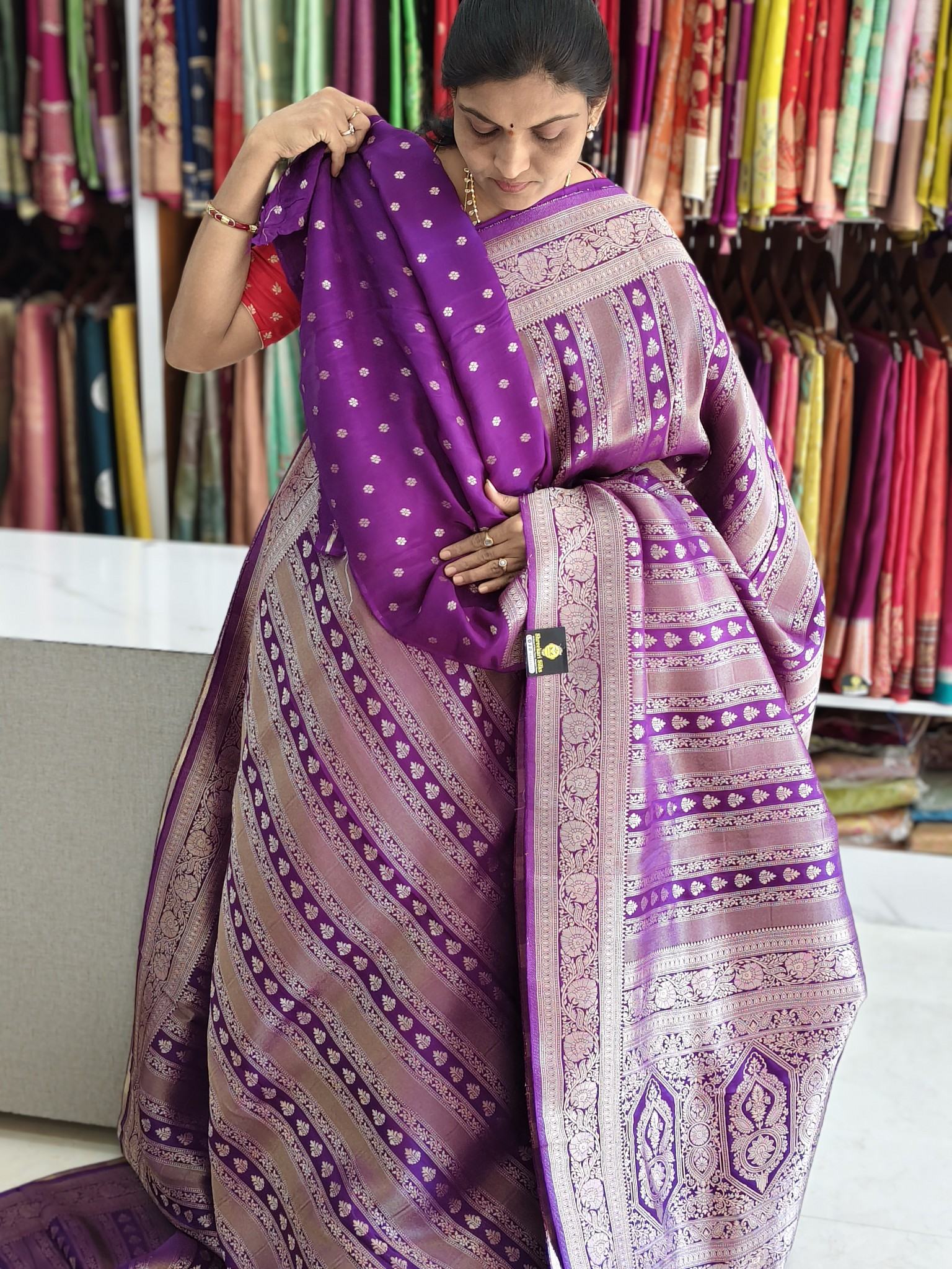 Georgette Banarasi saree purple blue