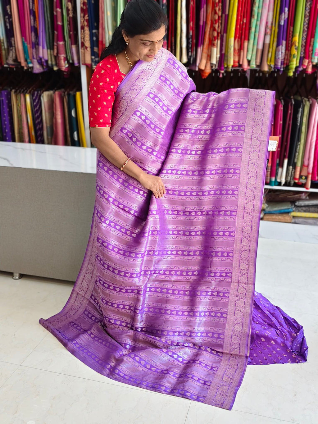 Georgette Banarasi saree light purple