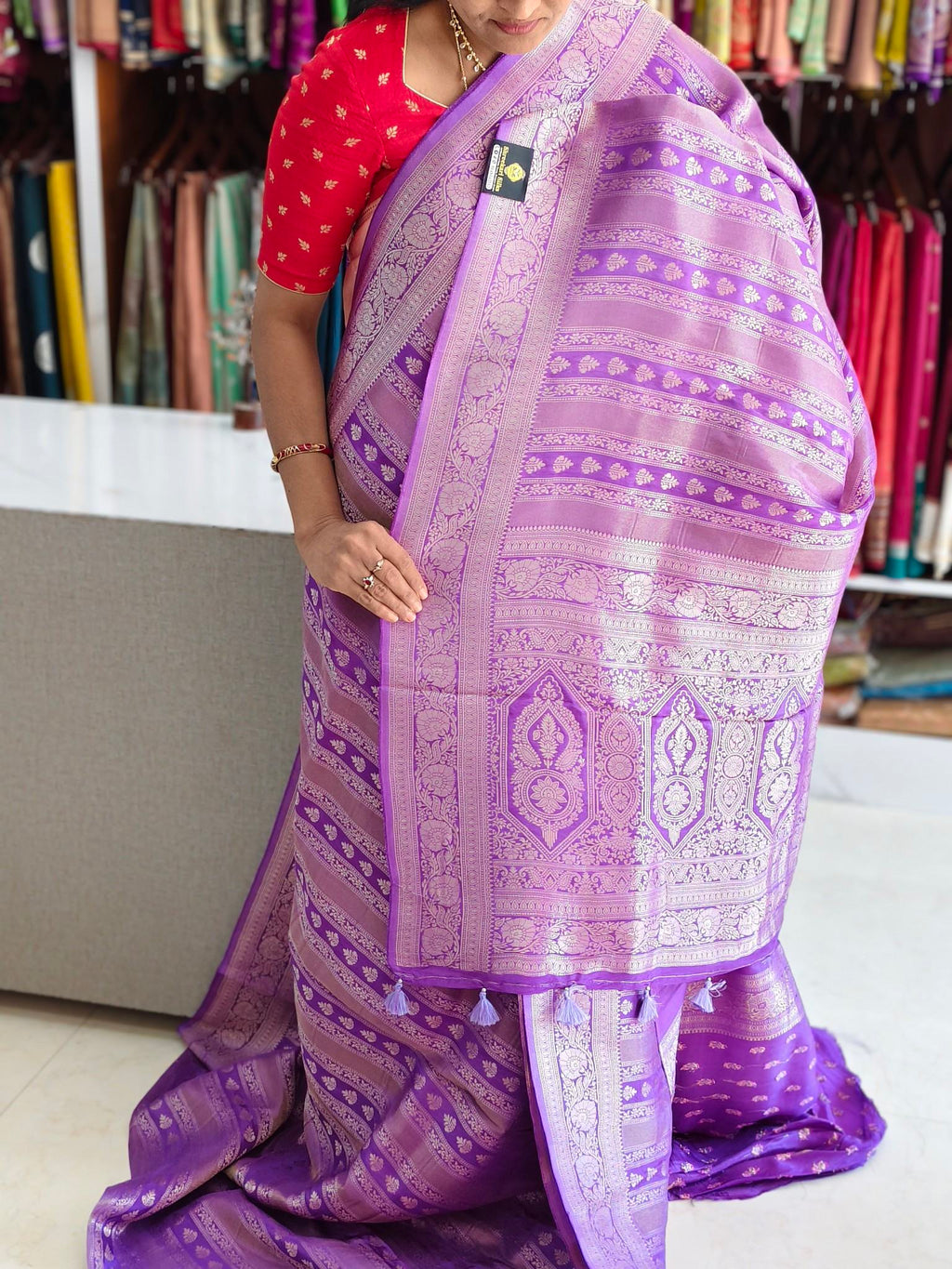 Georgette Banarasi saree light purple