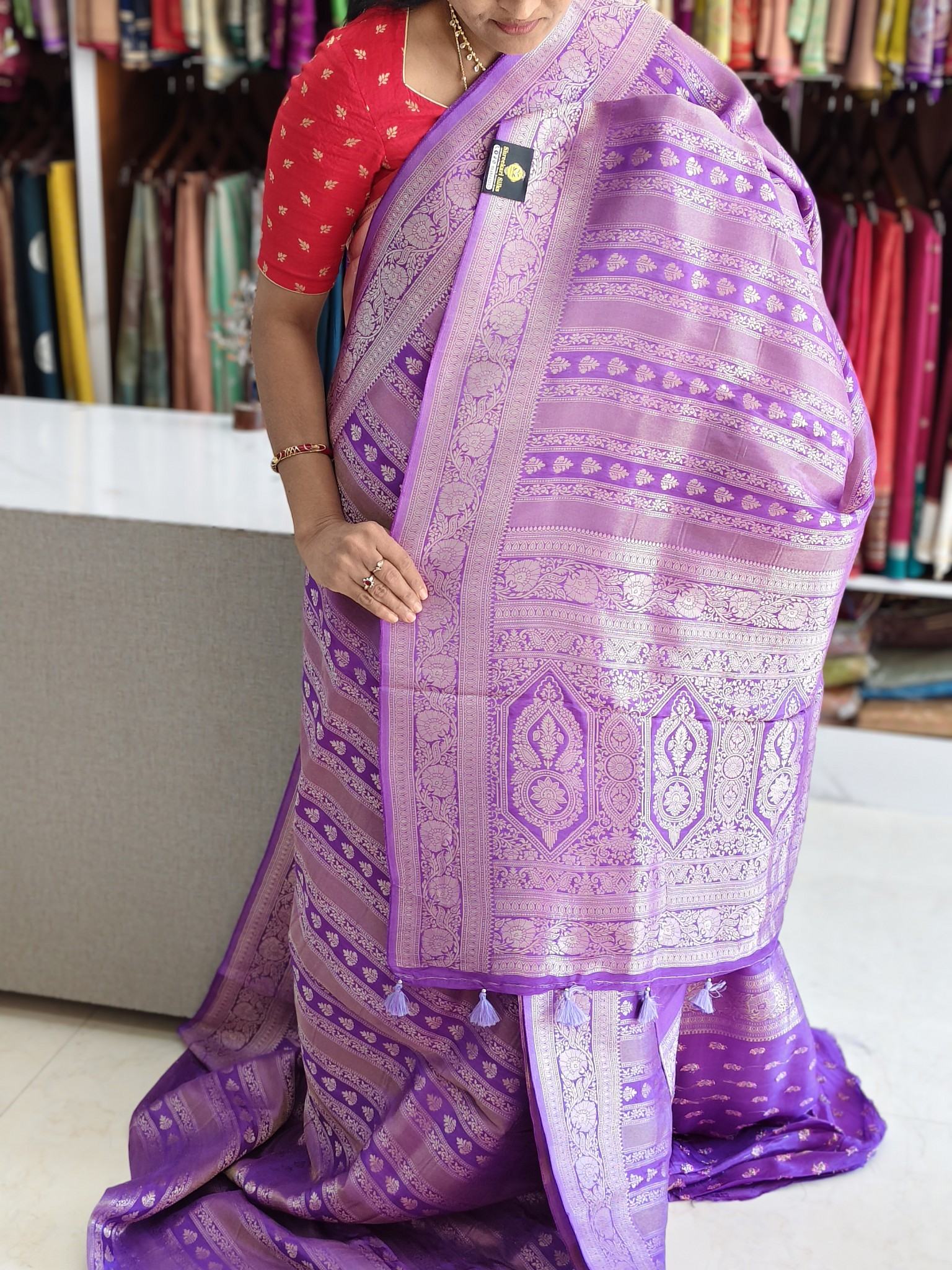 Georgette Banarasi saree light purple