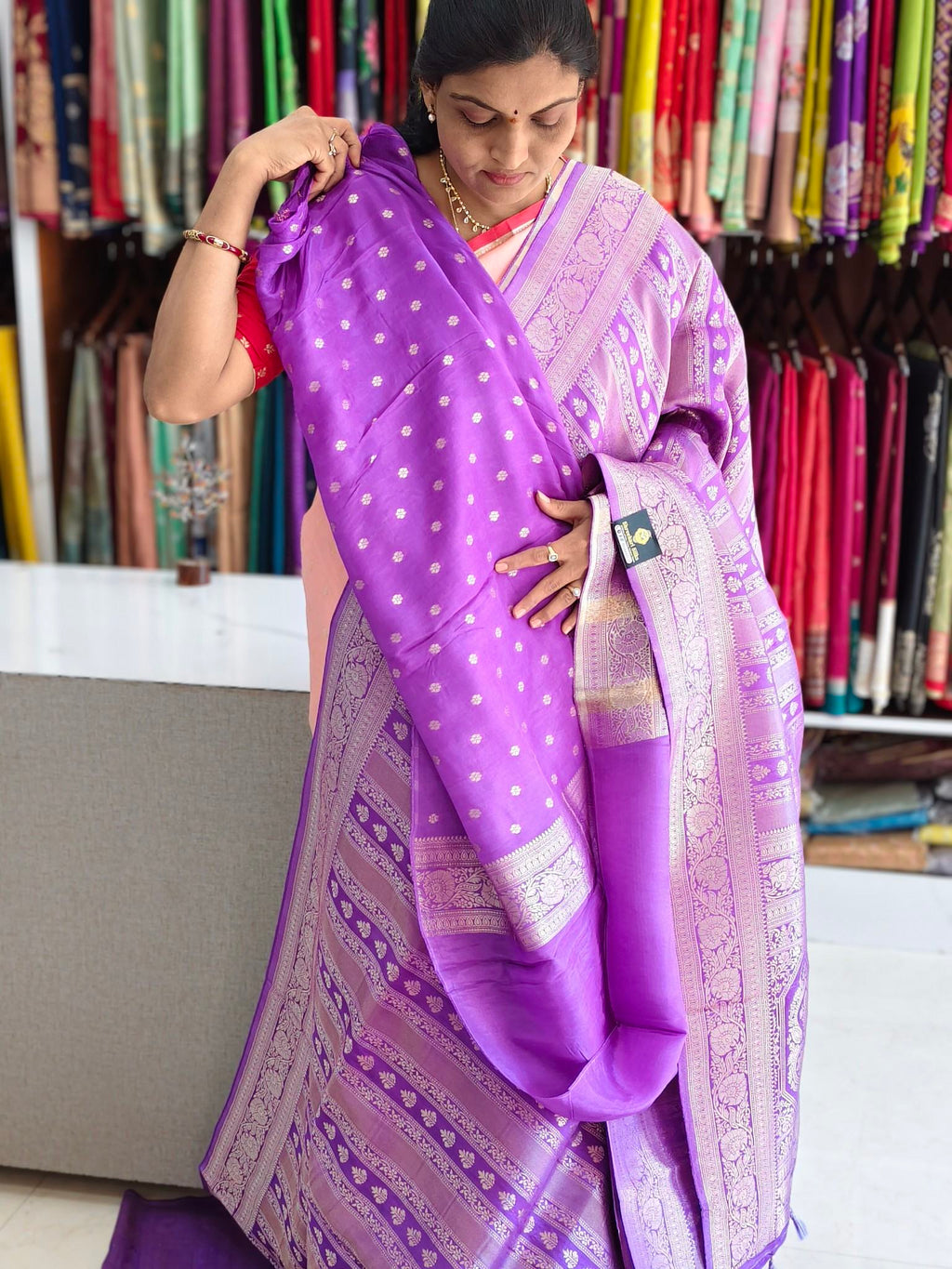 Georgette Banarasi saree light purple