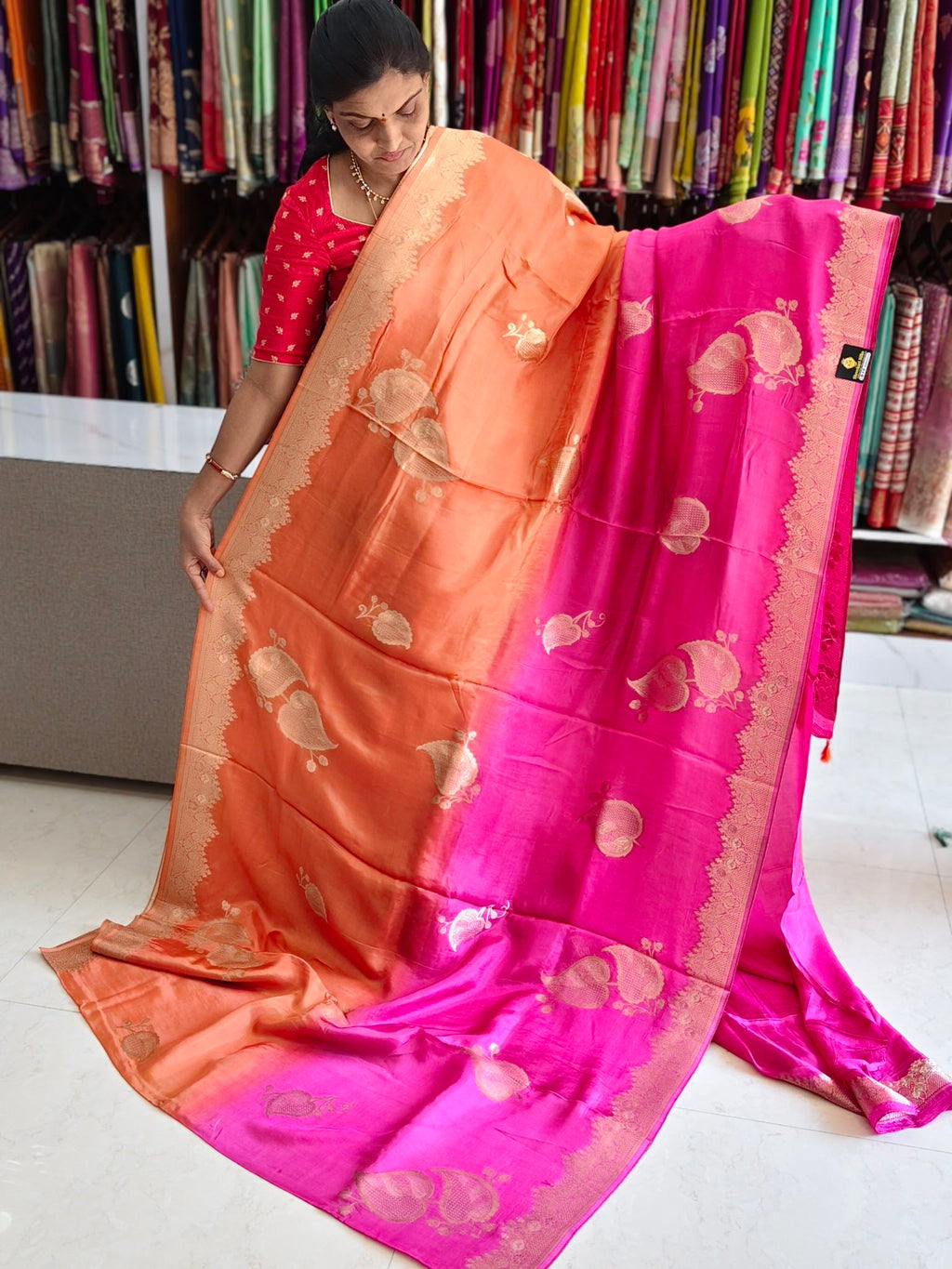 Tussar saree half & half colour