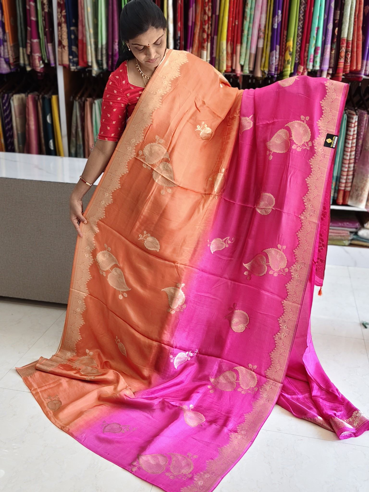 Tussar saree half & half colour