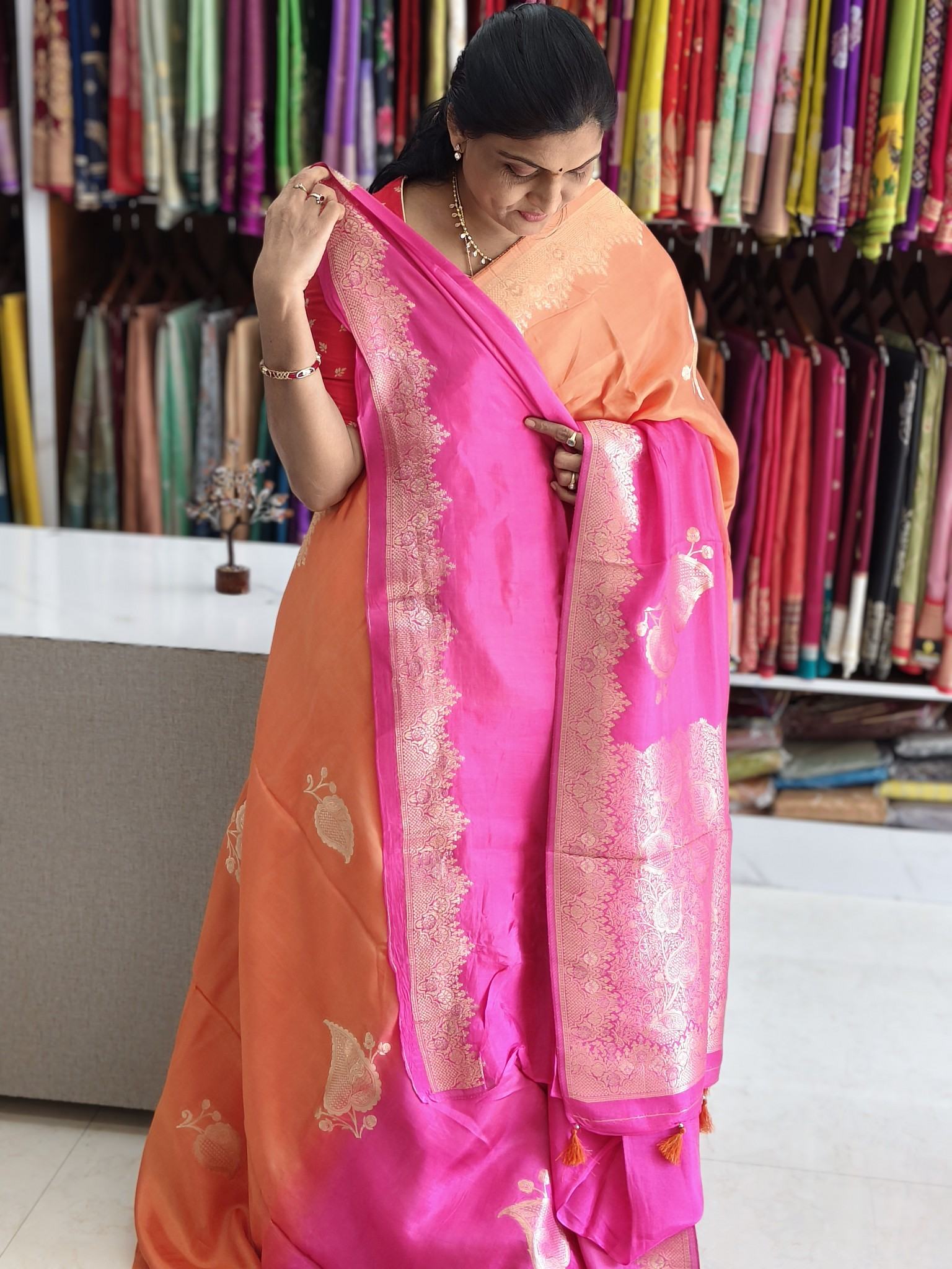 Tussar saree half & half colour