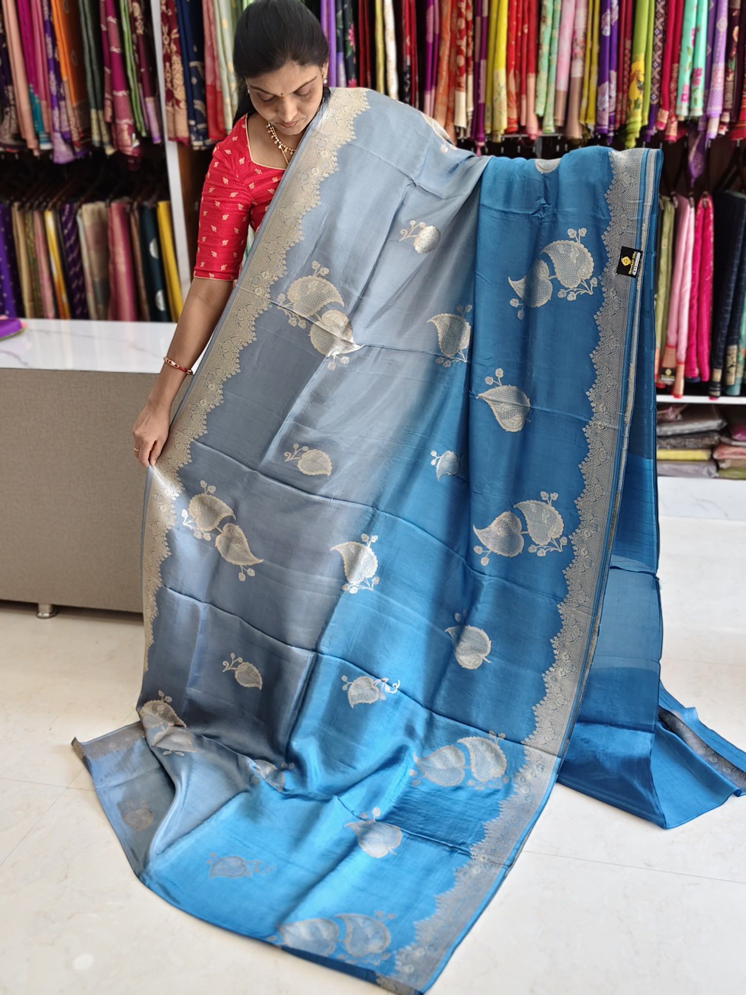 Tussar saree half & half colour