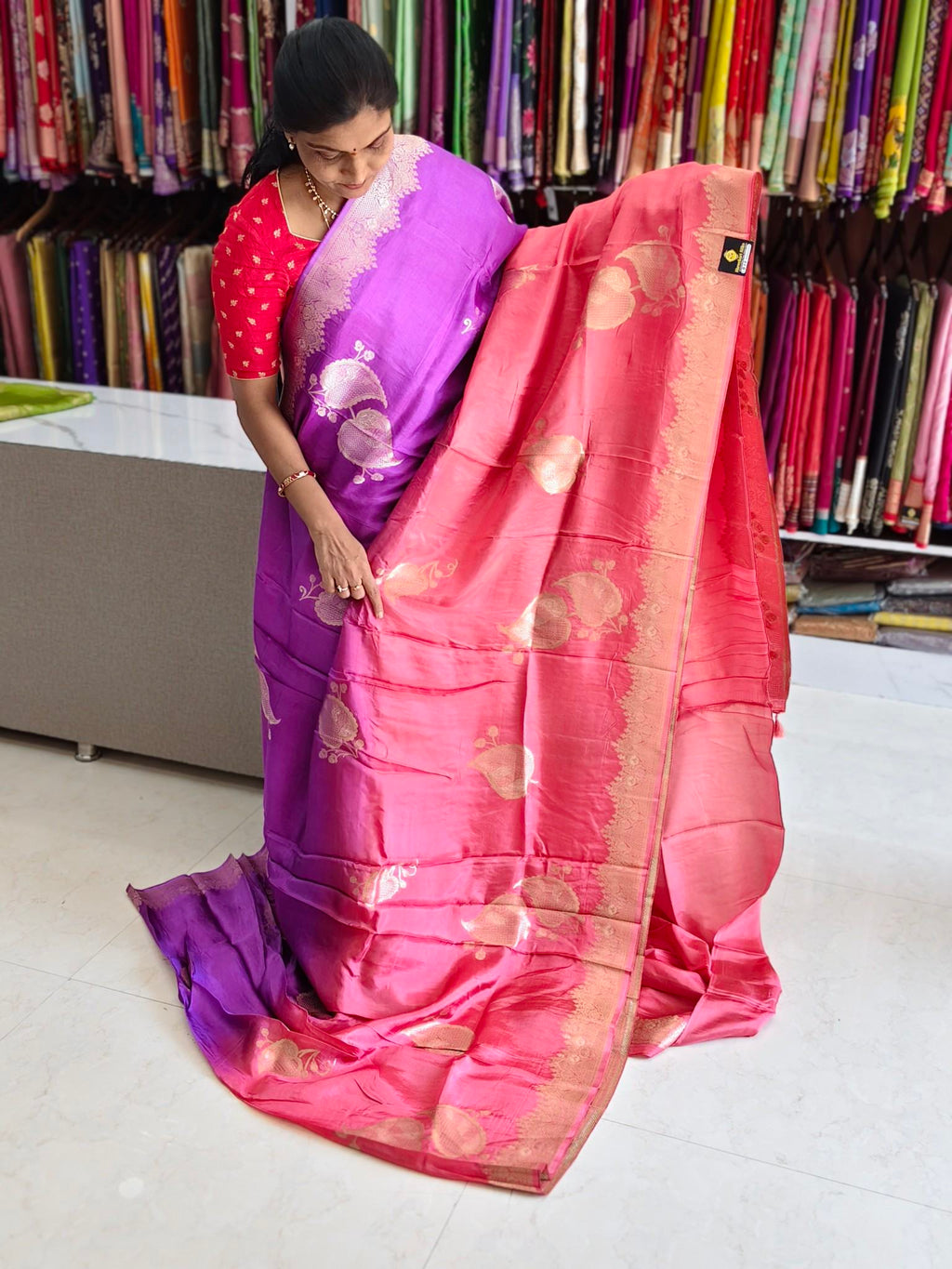 Tussar saree half & half colour