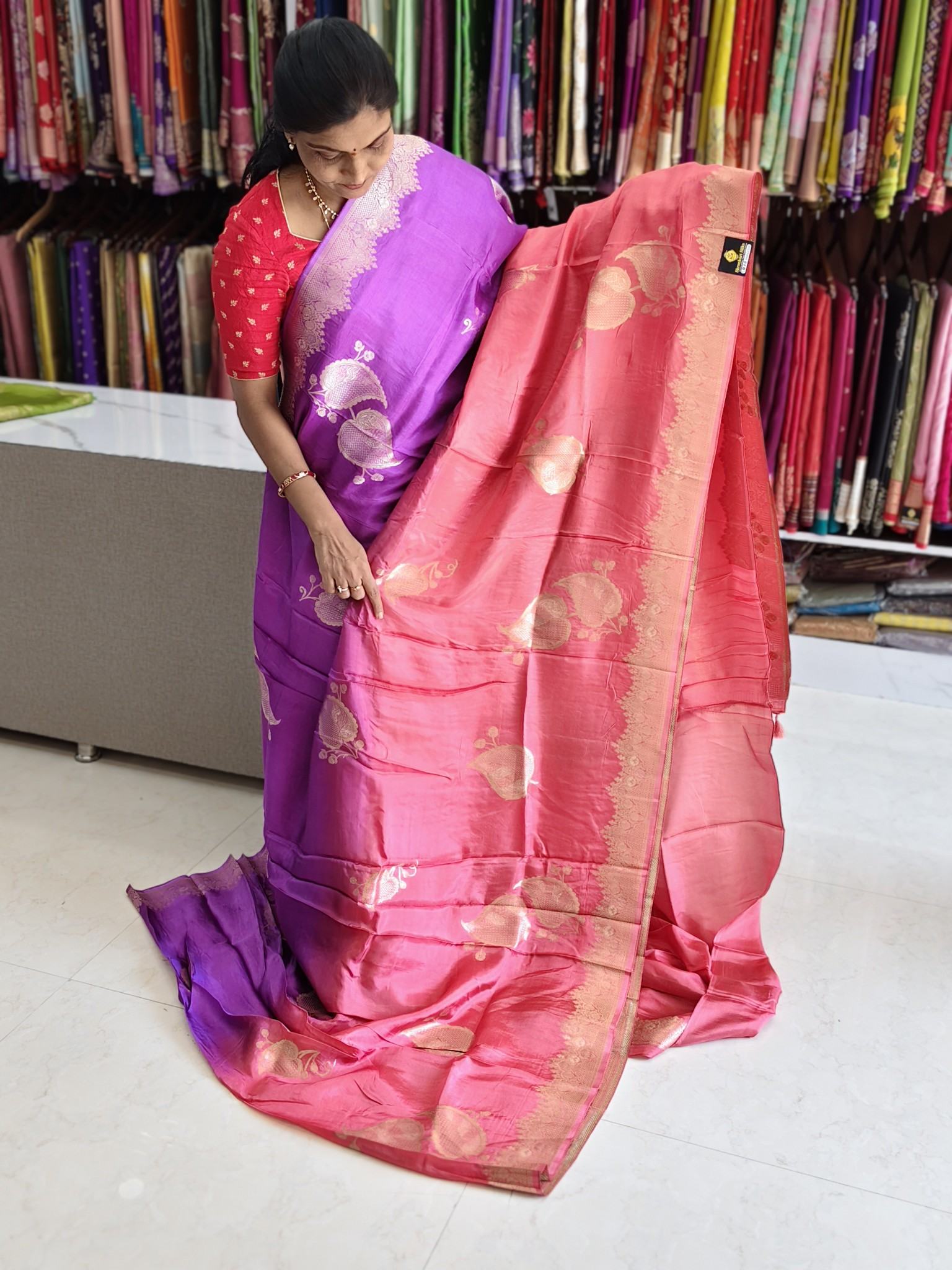 Tussar saree half & half colour