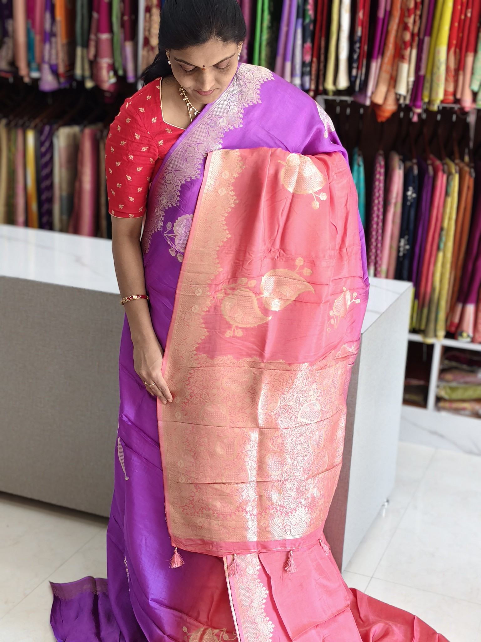 Tussar saree half & half colour