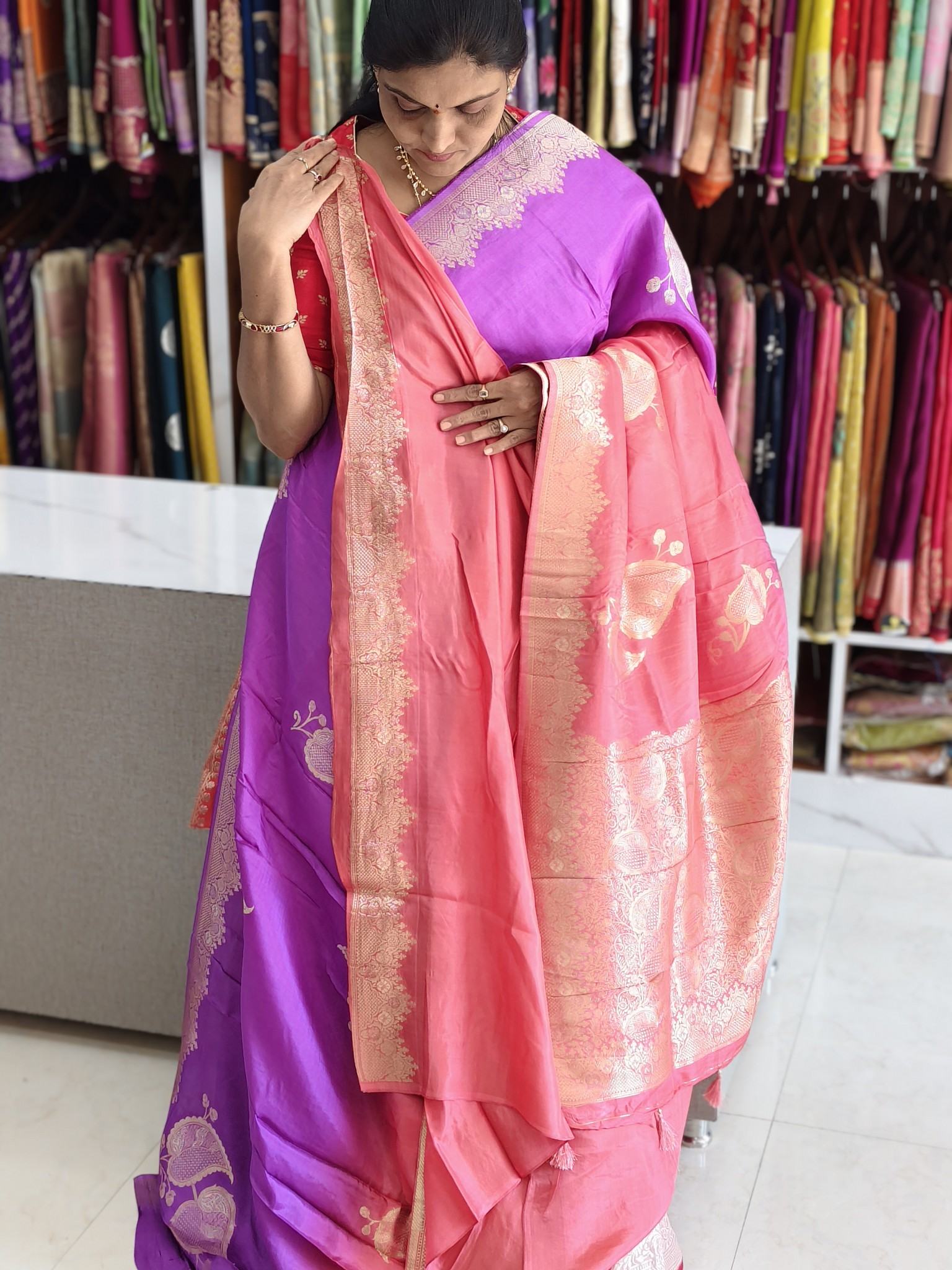 Tussar saree half & half colour
