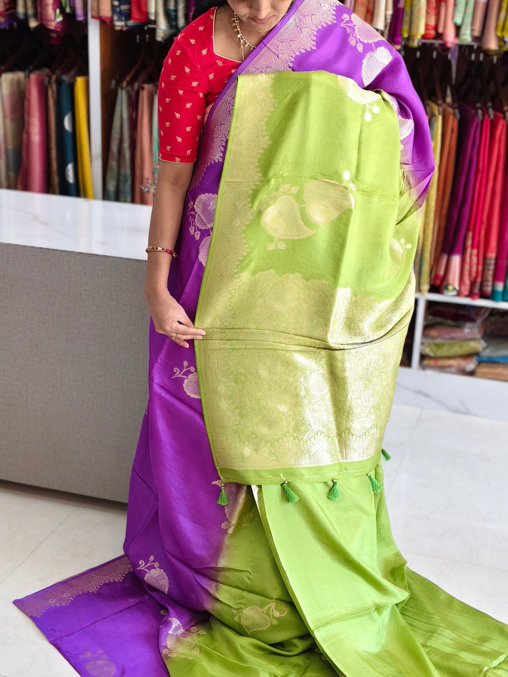 Tussar saree half & half colour