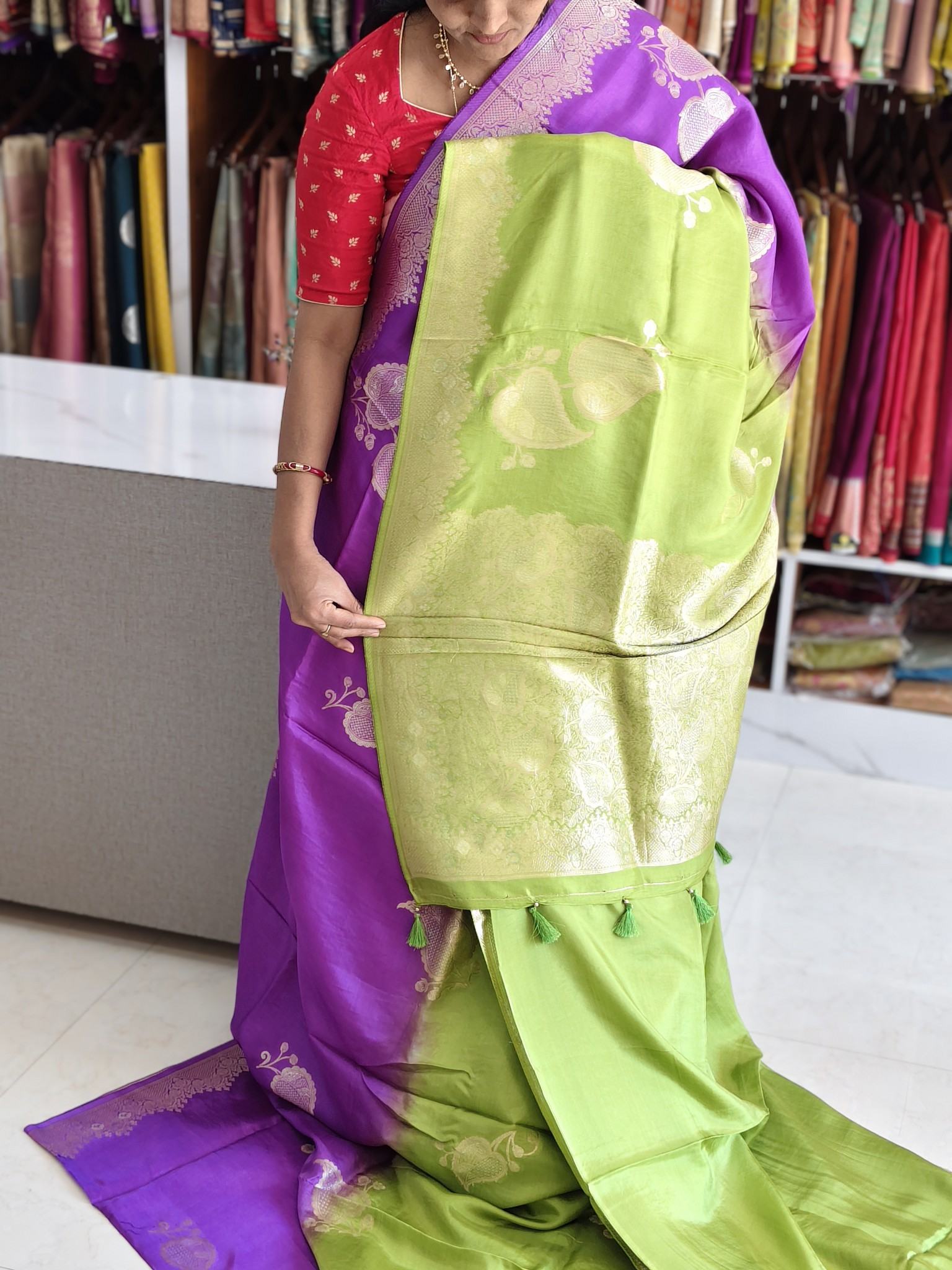 Tussar saree half & half colour