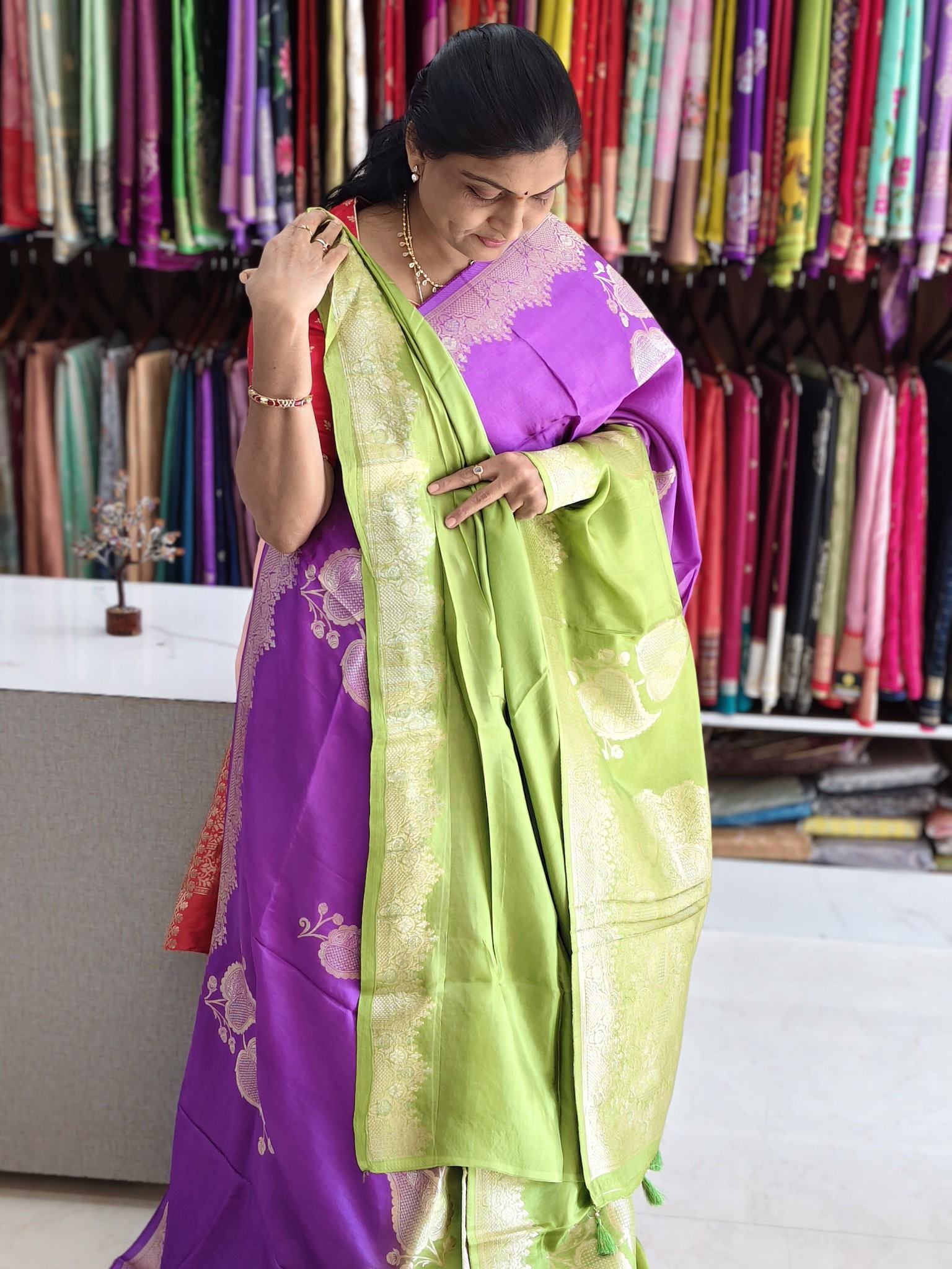 Tussar saree half & half colour