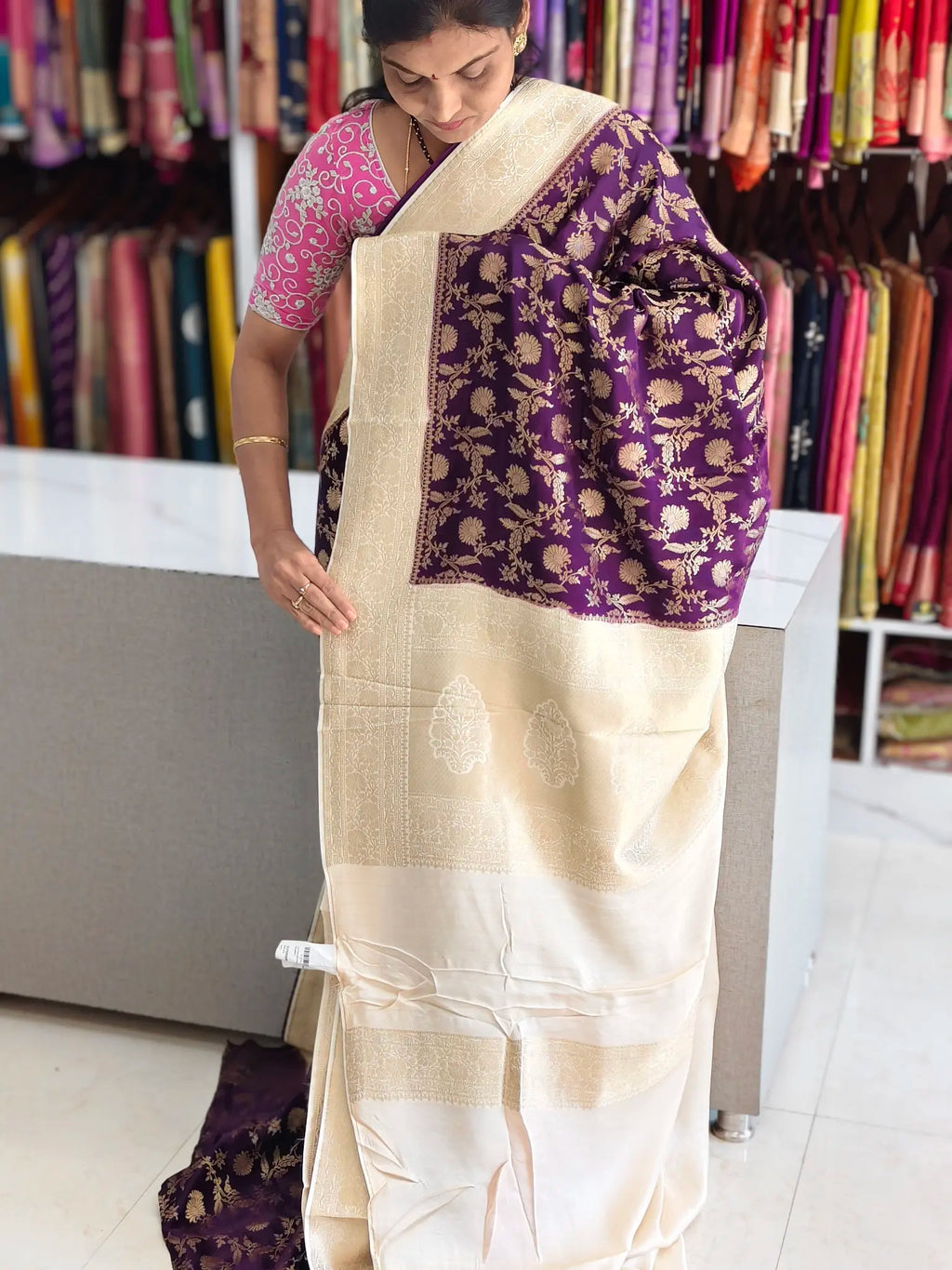 Satin Banarasi saree