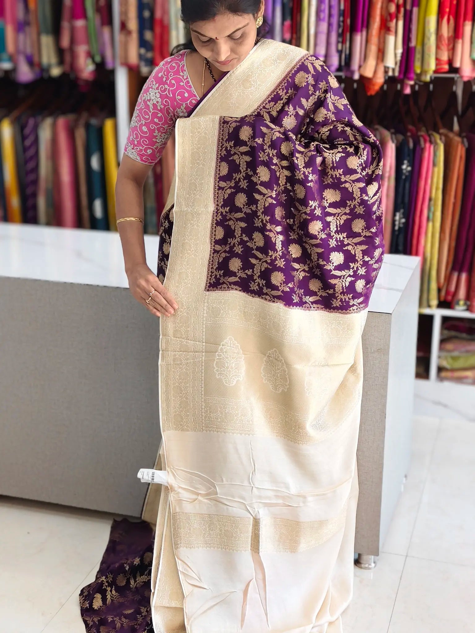 Satin Banarasi saree