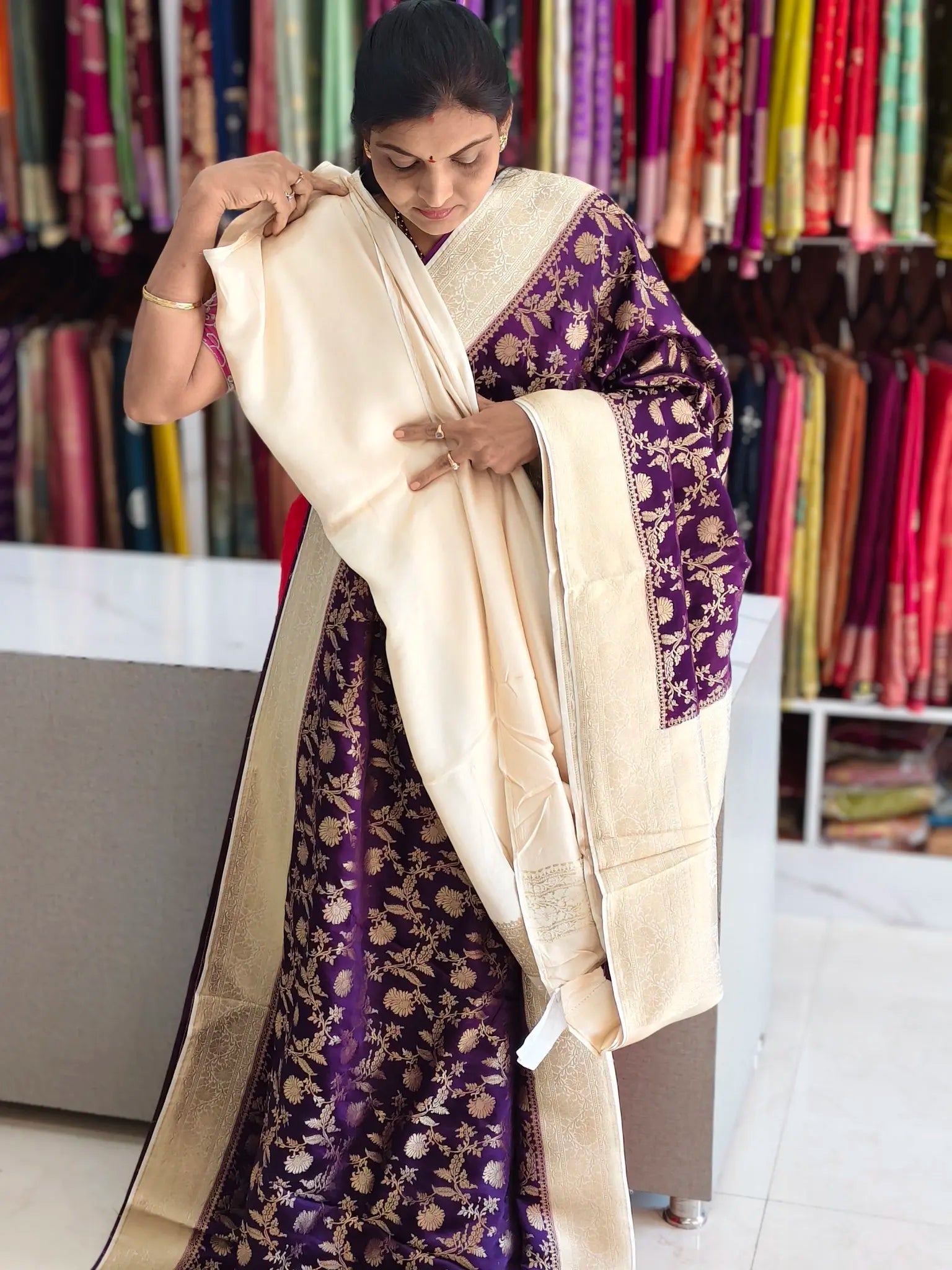 Satin Banarasi saree