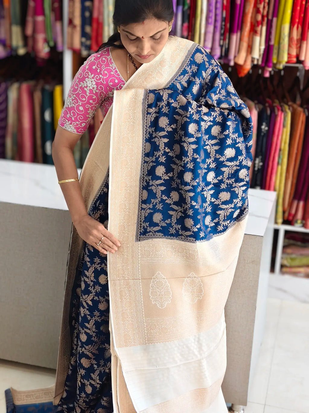 Satin Banarasi saree