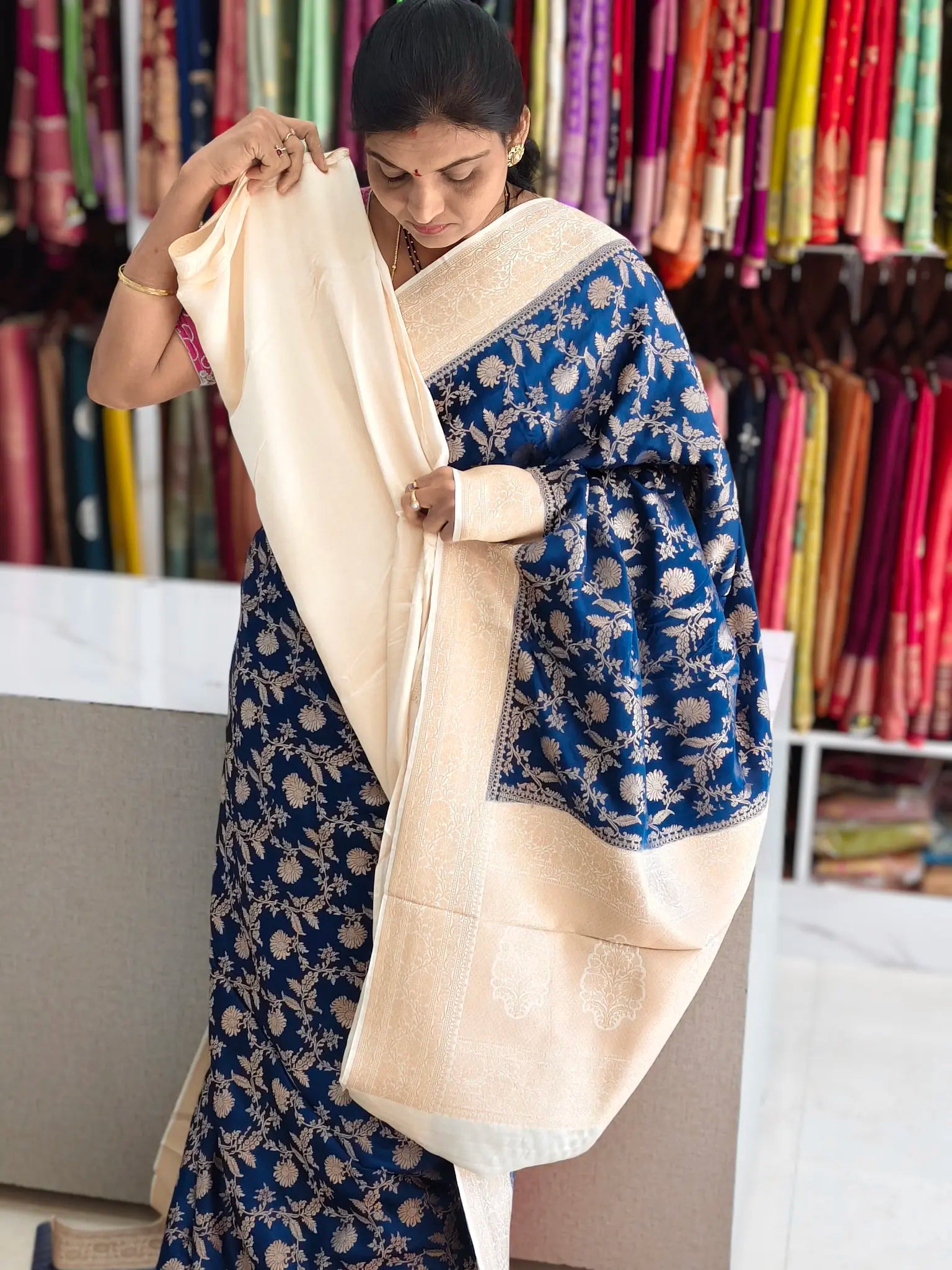 Satin Banarasi saree