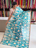 Organza aplic work saree