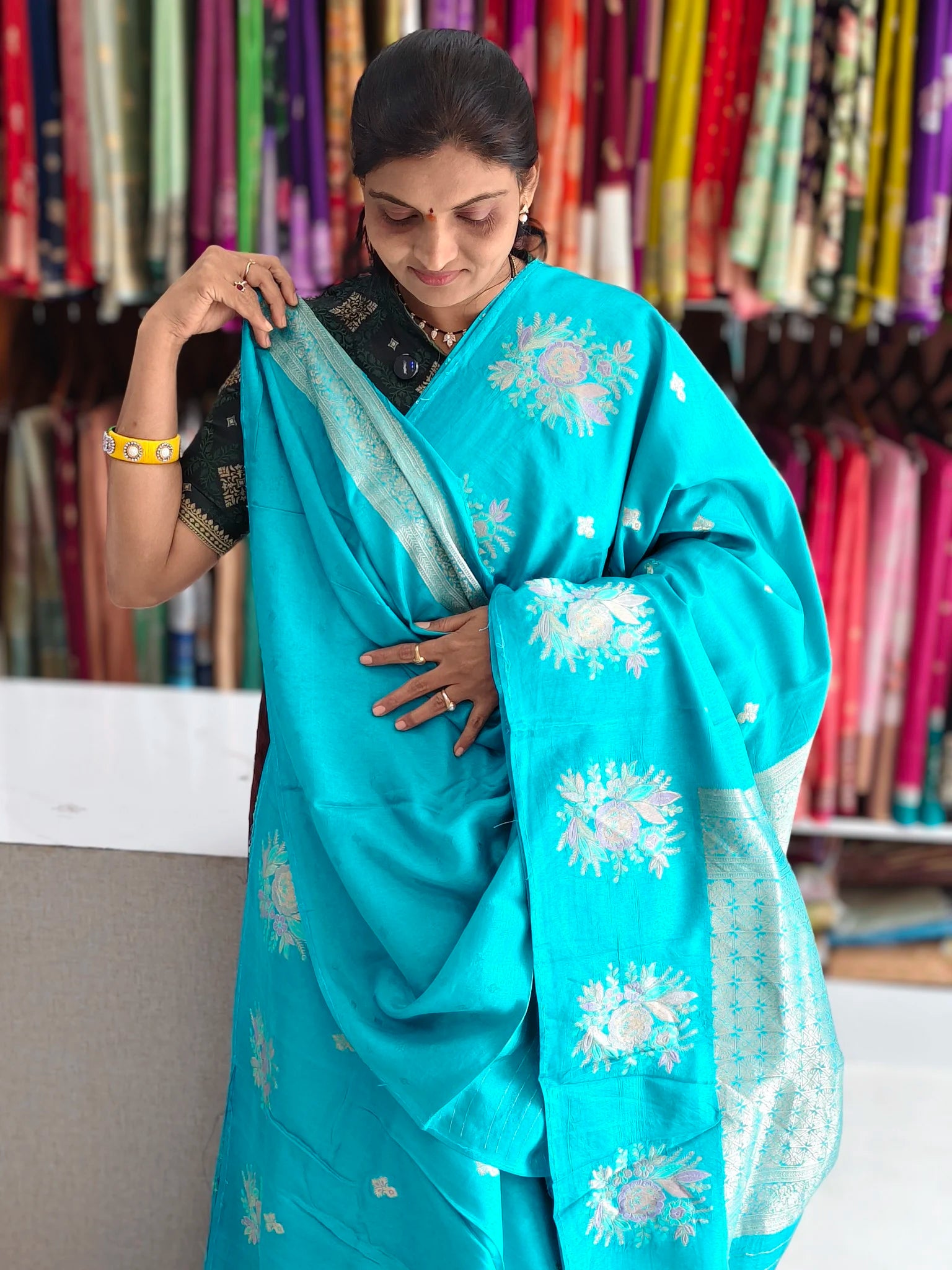 Tussar georgette saree