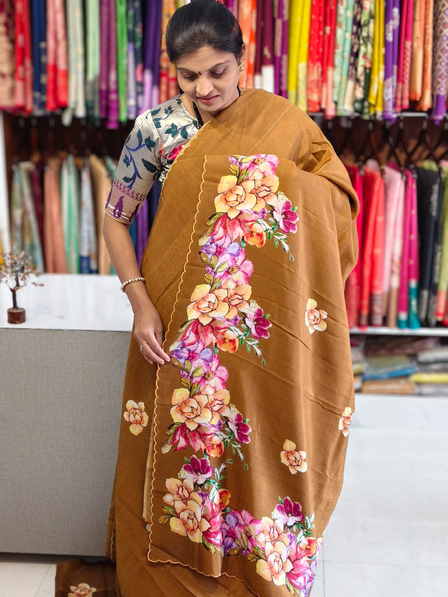 Mangalagiri hand digital print saree