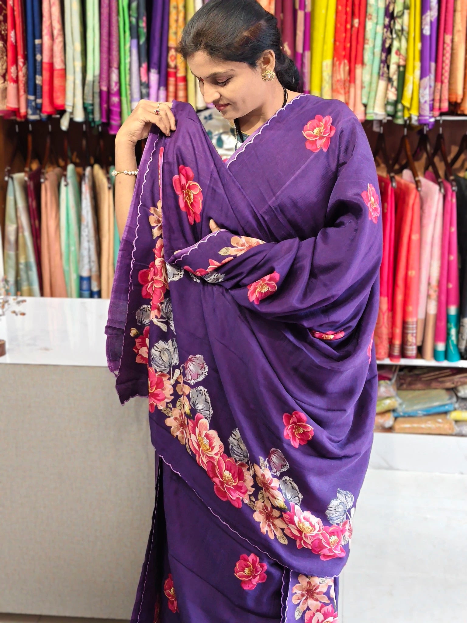 Mangalagiri hand digital print saree