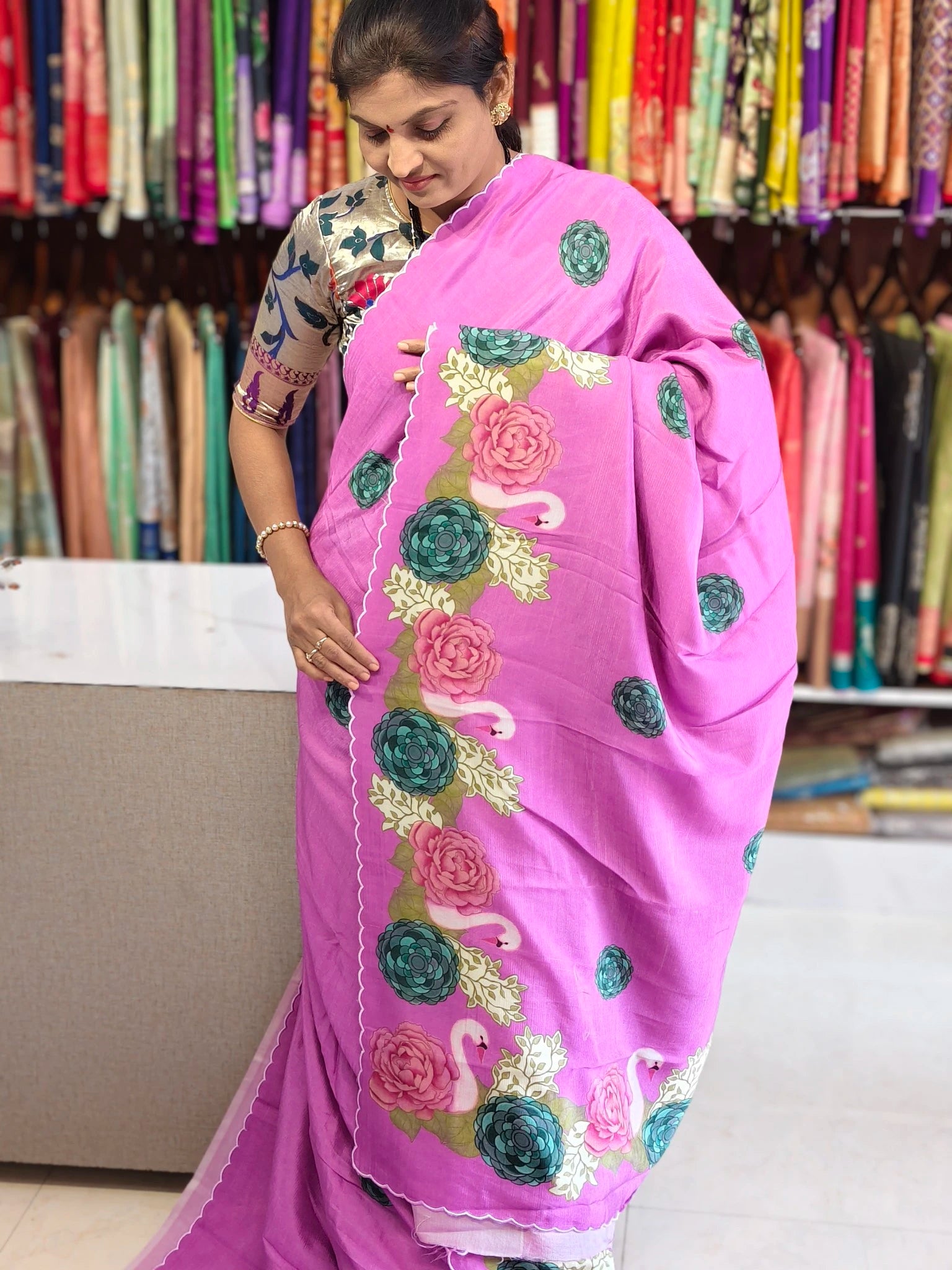 Mangalagiri hand digital print saree