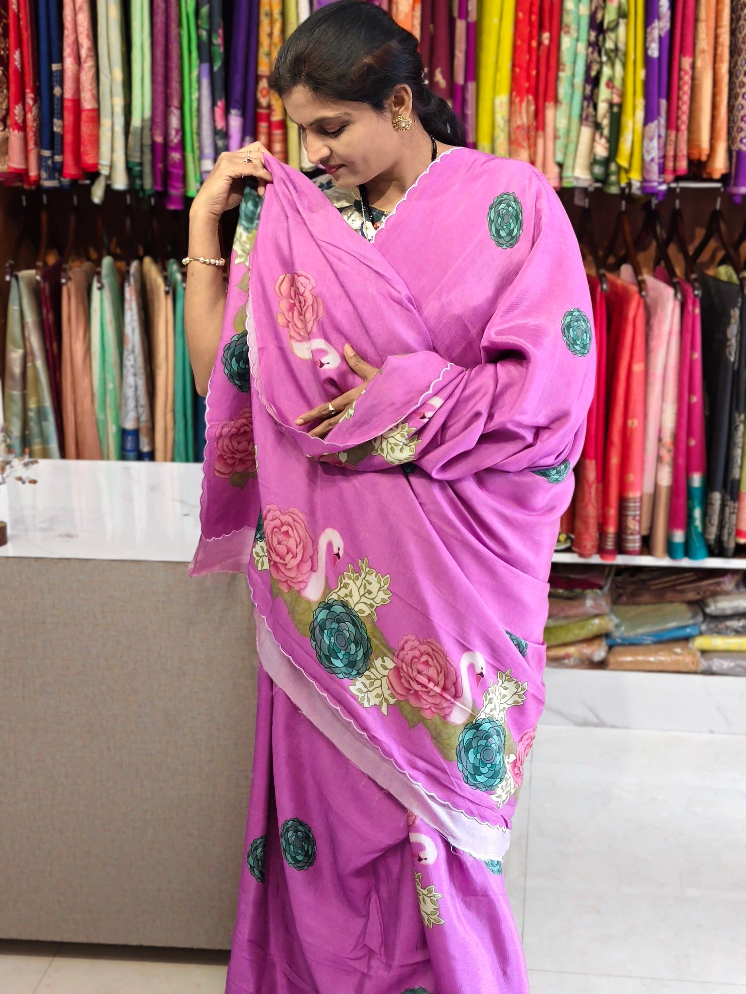 Mangalagiri hand digital print saree