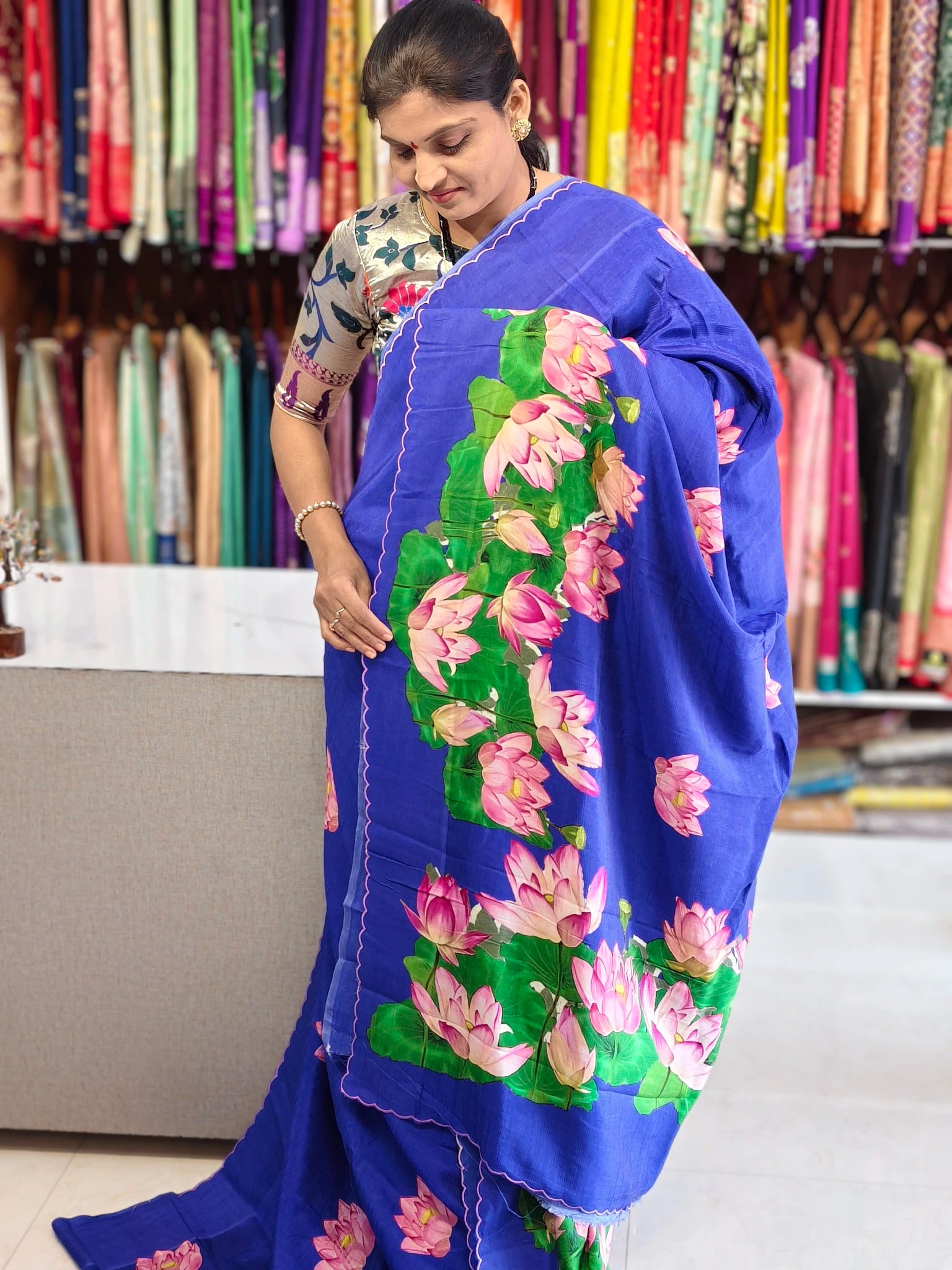 Mangalagiri hand digital print saree