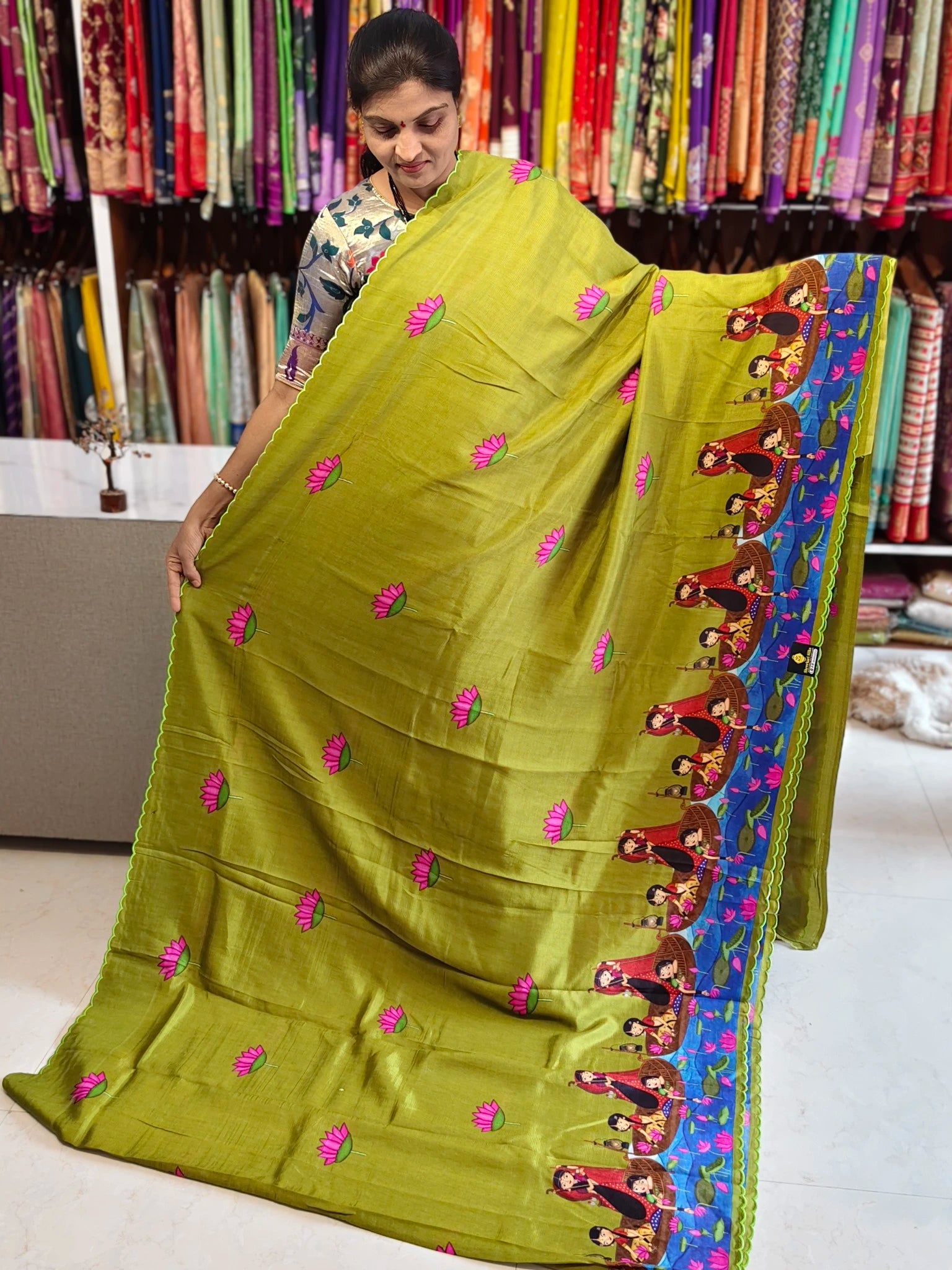 Mangalagiri hand digital print saree