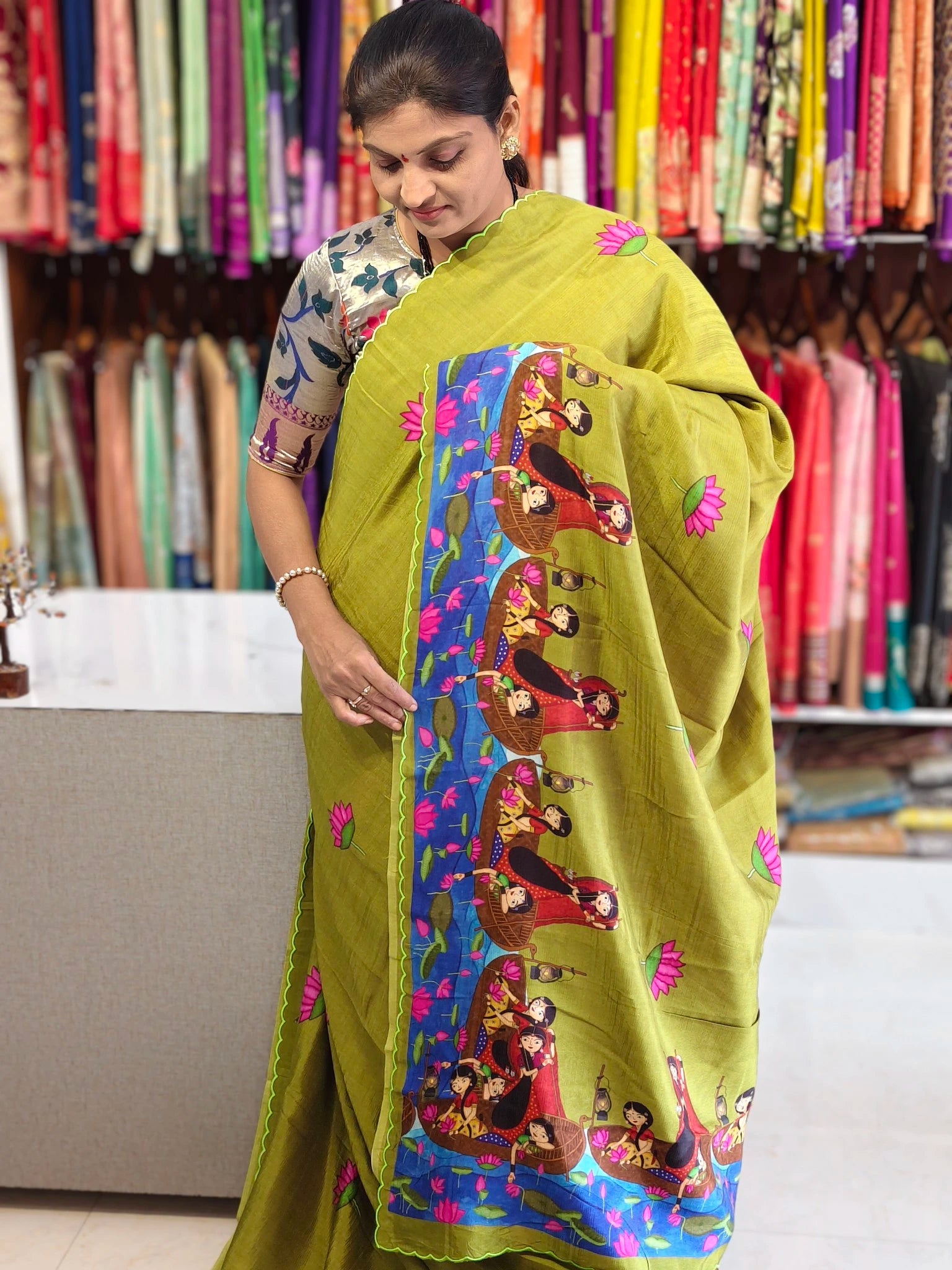 Mangalagiri hand digital print saree