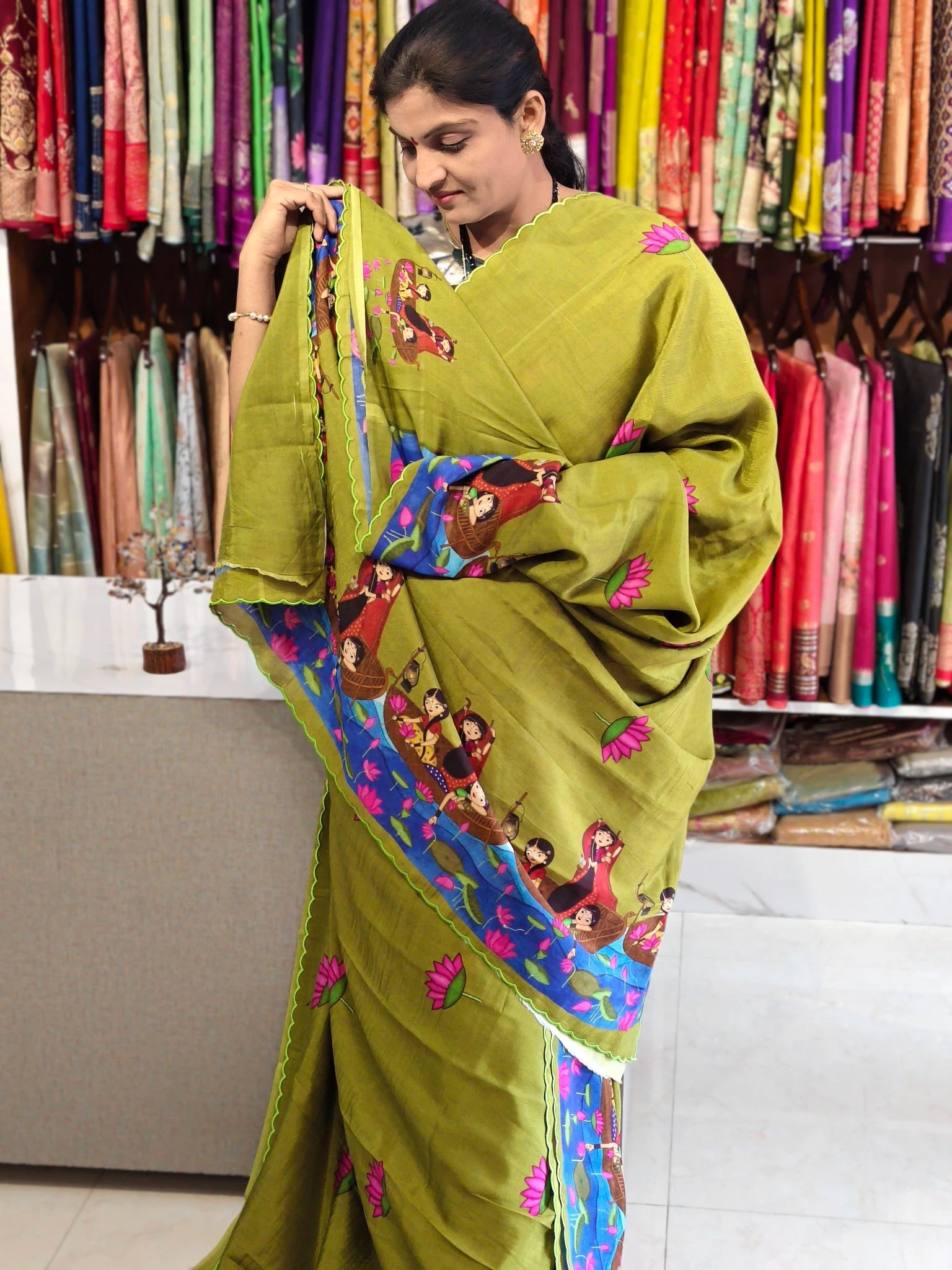 Mangalagiri hand digital print saree