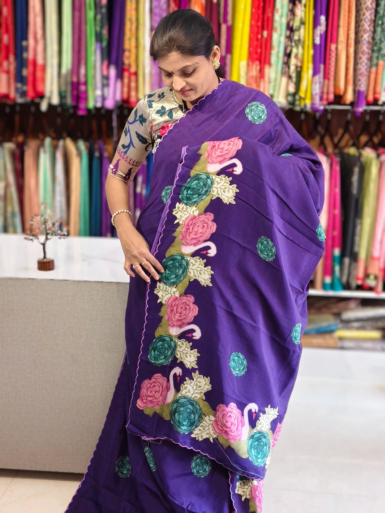 Mangalagiri hand digital print saree