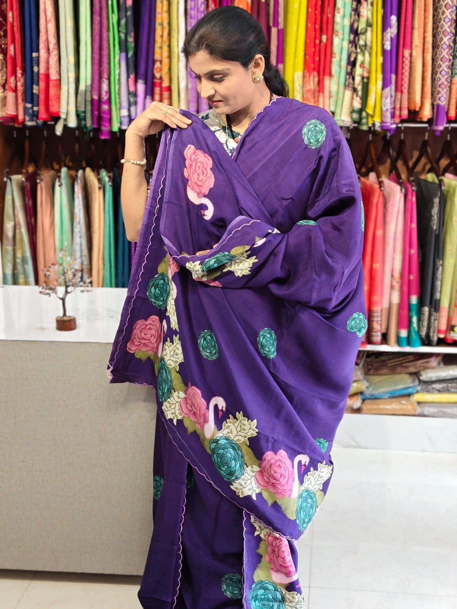 Mangalagiri hand digital print saree