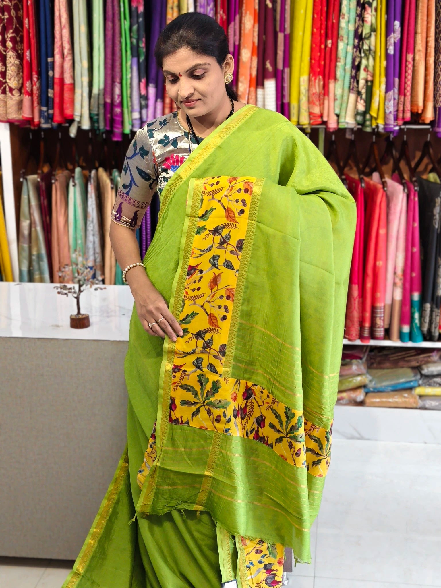 Mangalagiri hand digital print saree