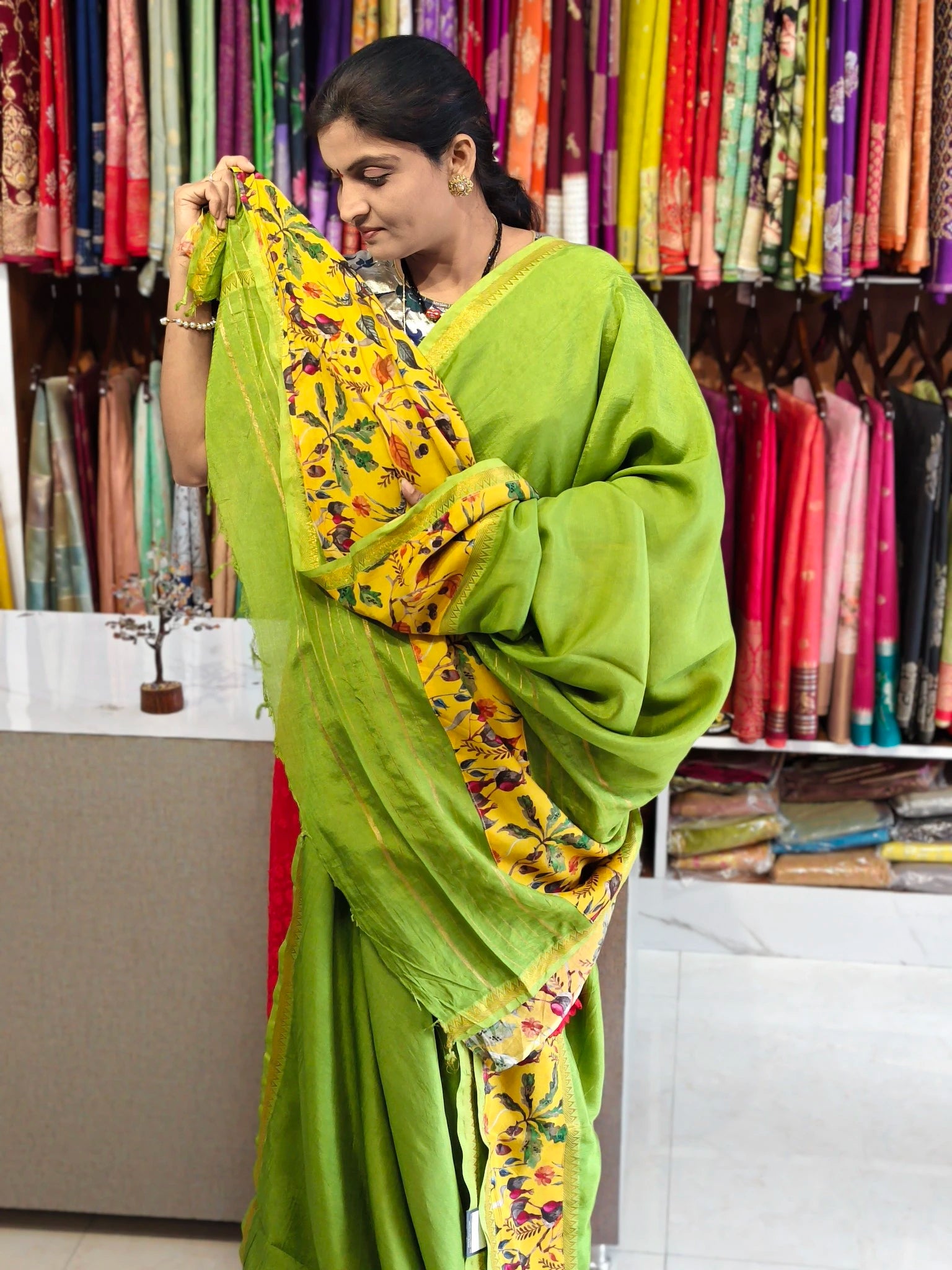 Mangalagiri hand digital print saree