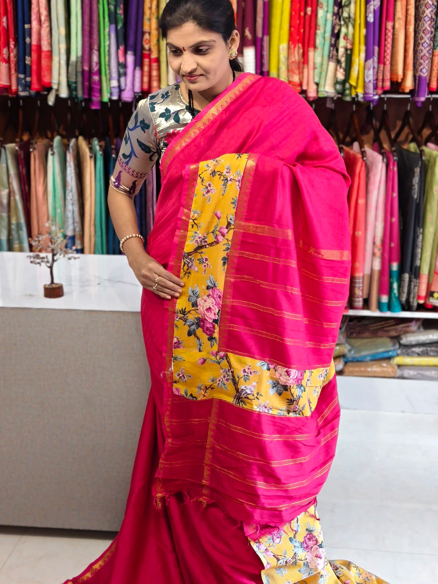 Mangalagiri hand digital print saree