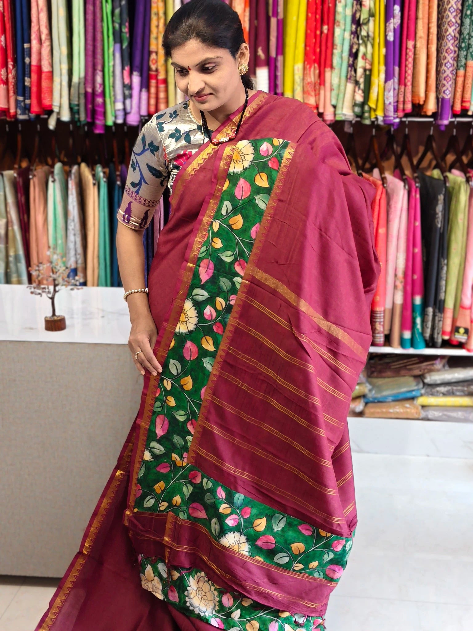 Mangalagiri hand digital print saree