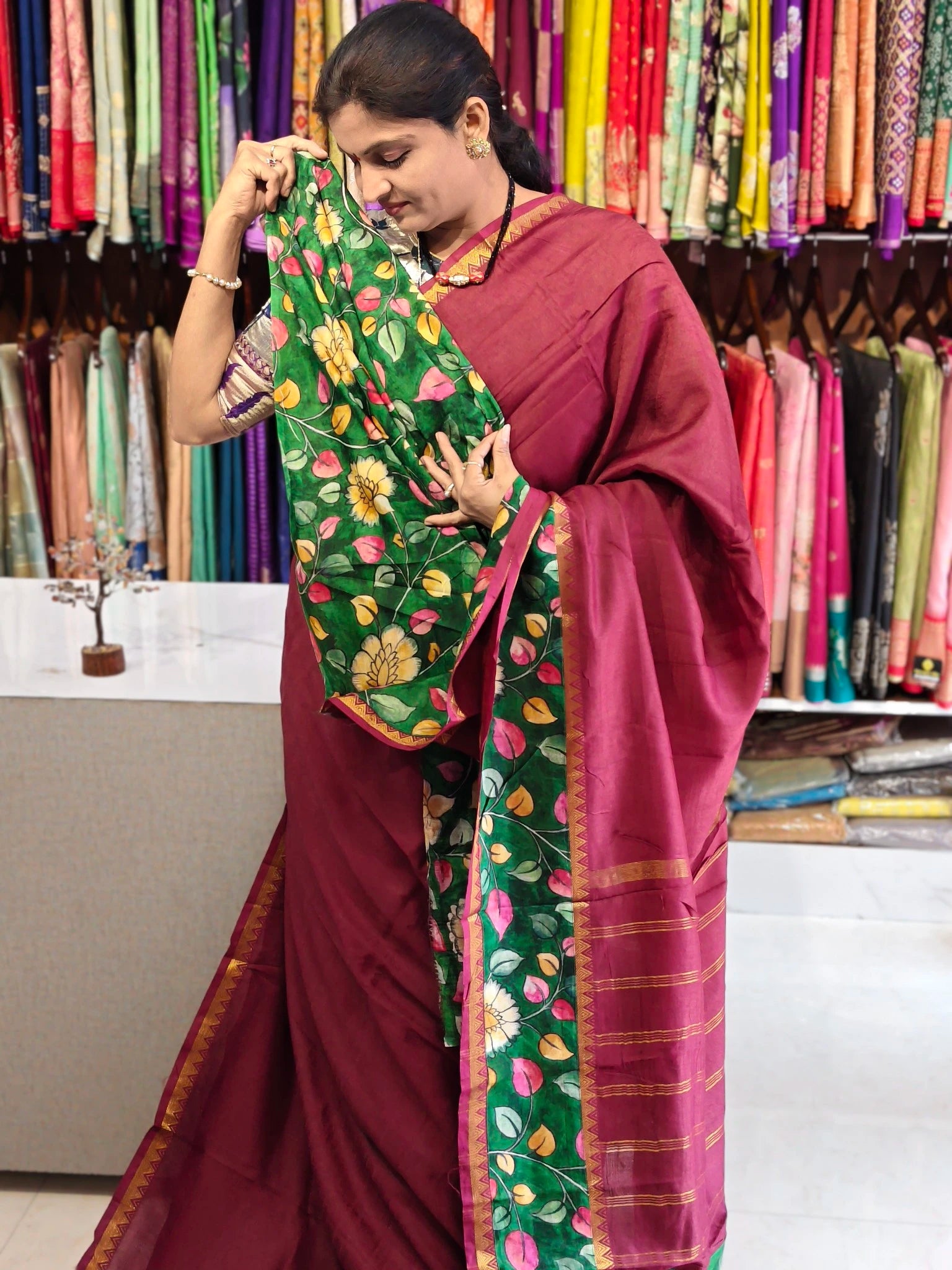 Mangalagiri hand digital print saree