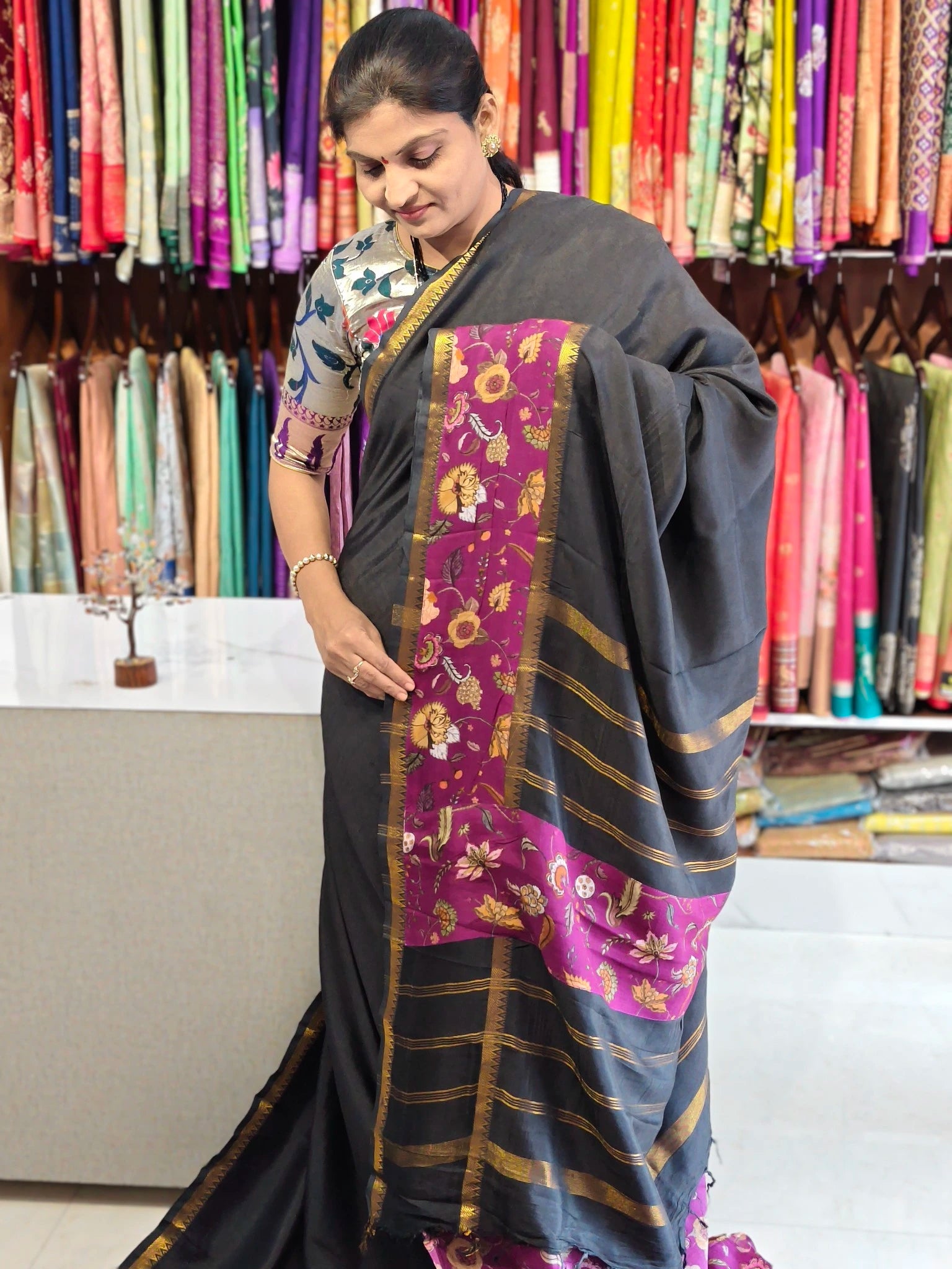 Mangalagiri hand digital print saree