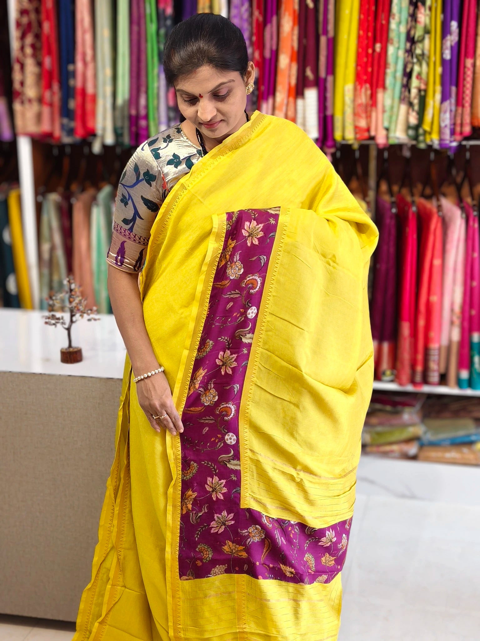 Mangalagiri hand digital print saree