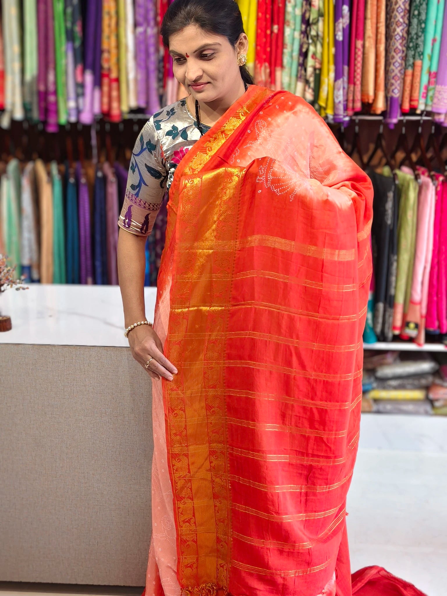 Mangalagiri hand digital print saree