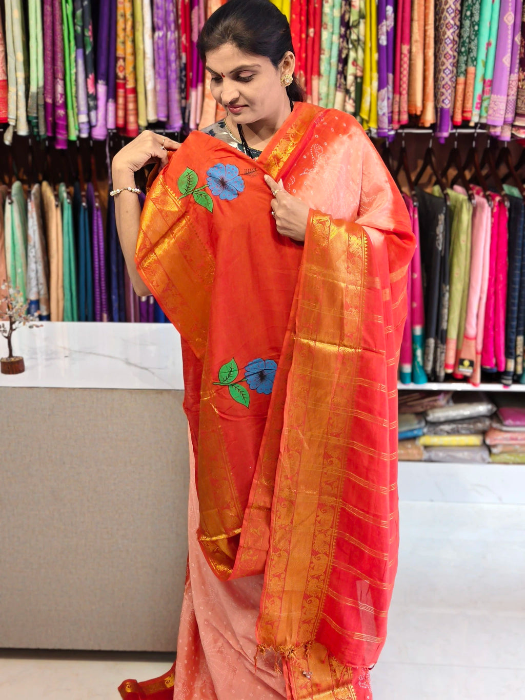 Mangalagiri hand digital print saree