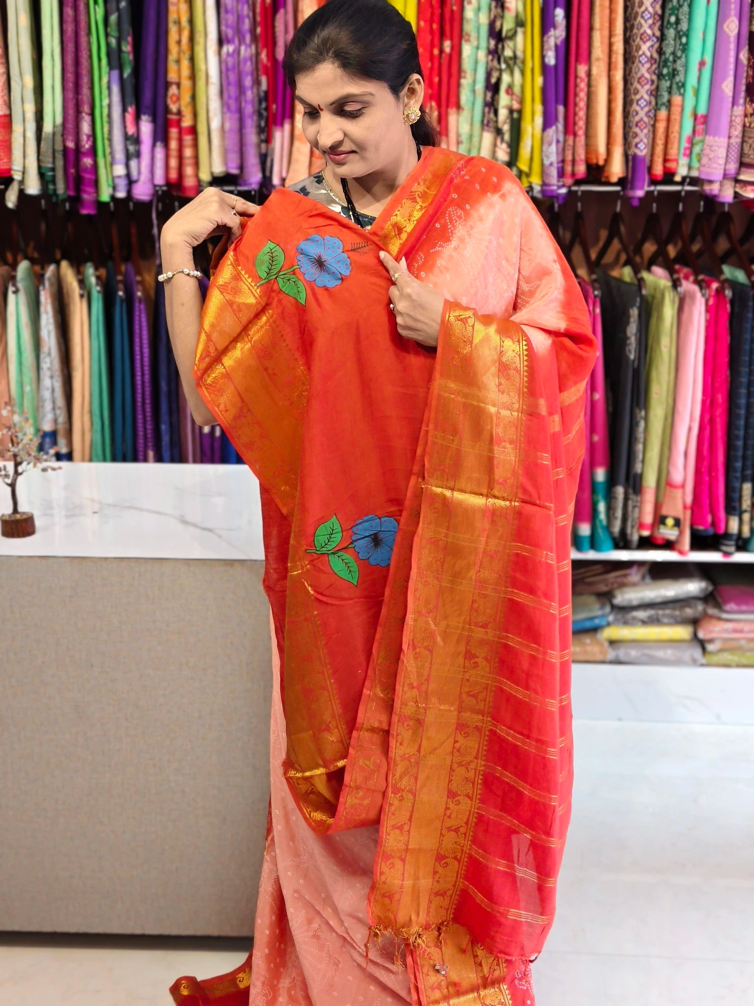 Mangalagiri hand digital print saree