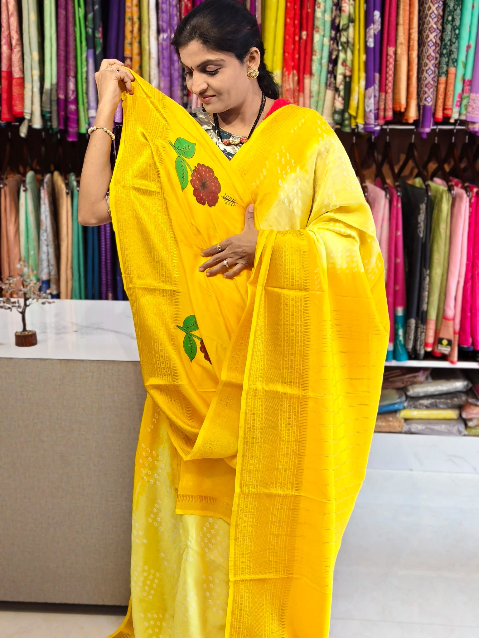 Mangalagiri hand digital print saree