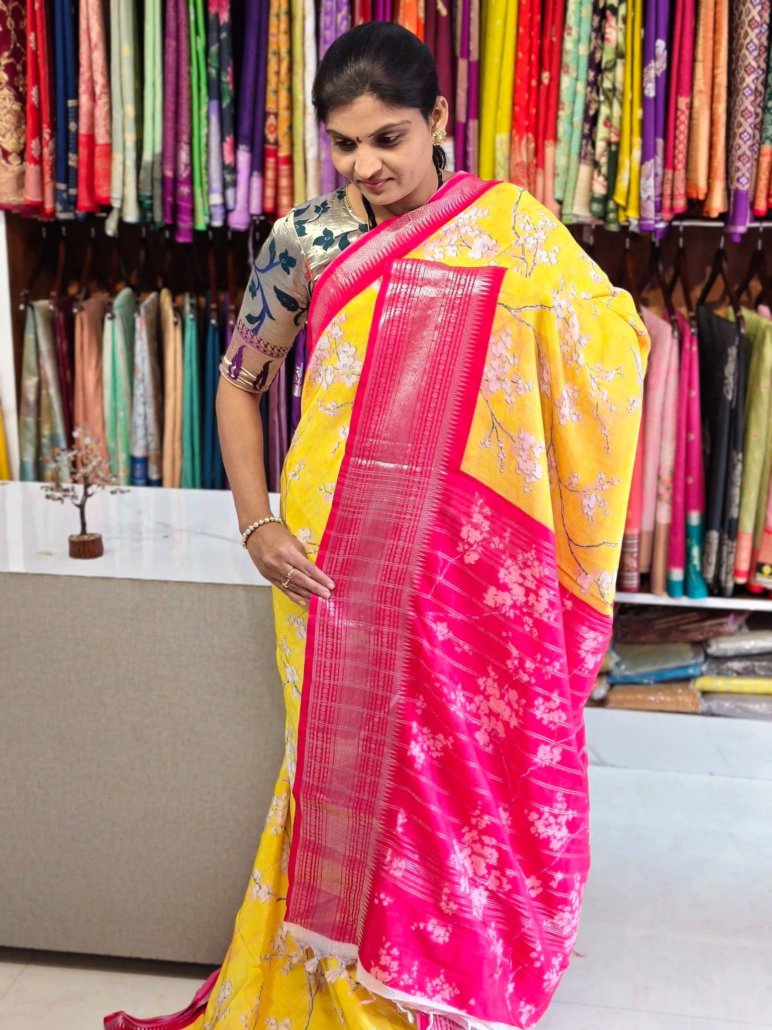 Mangalagiri hand digital print saree