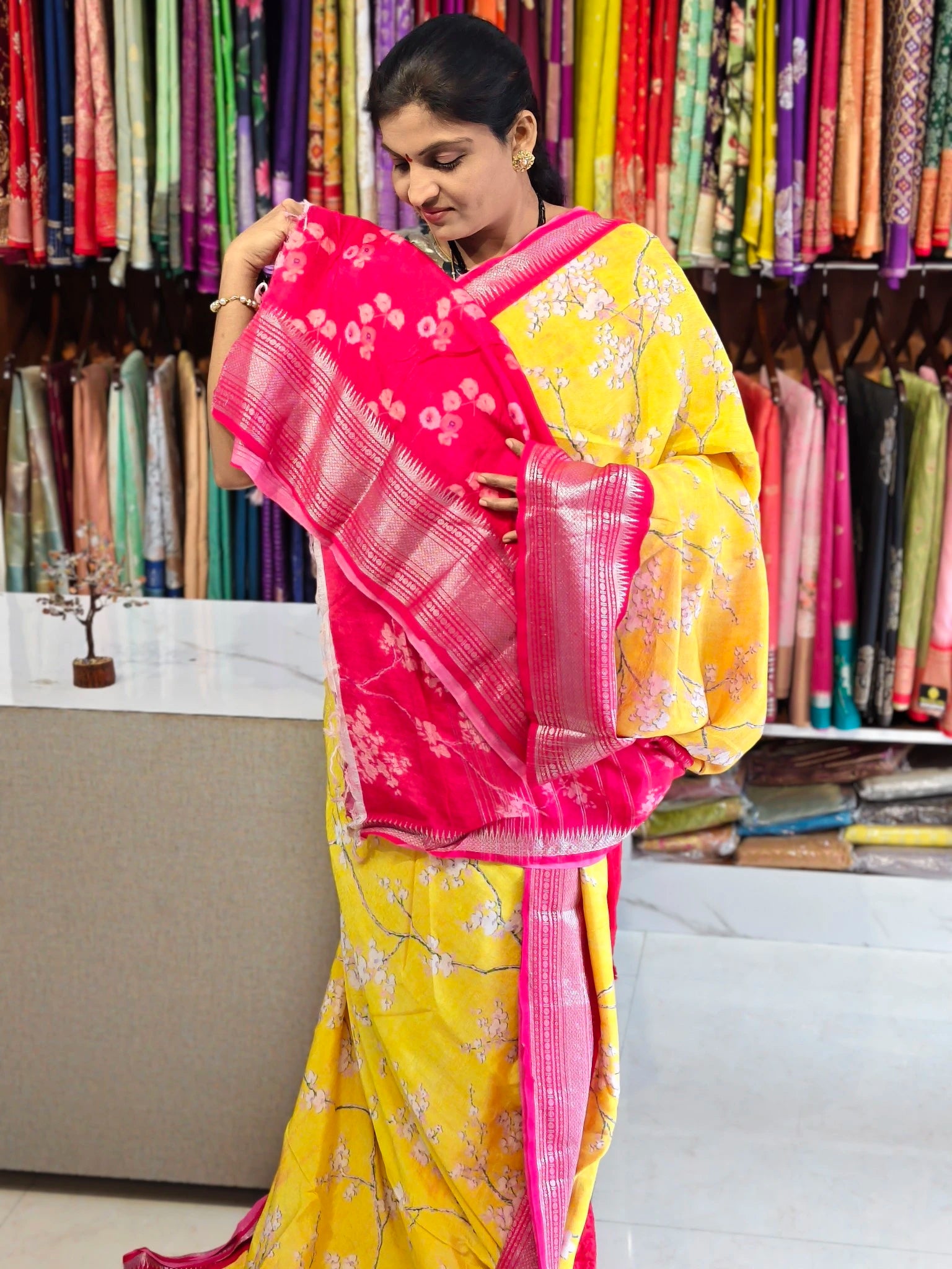 Mangalagiri hand digital print saree