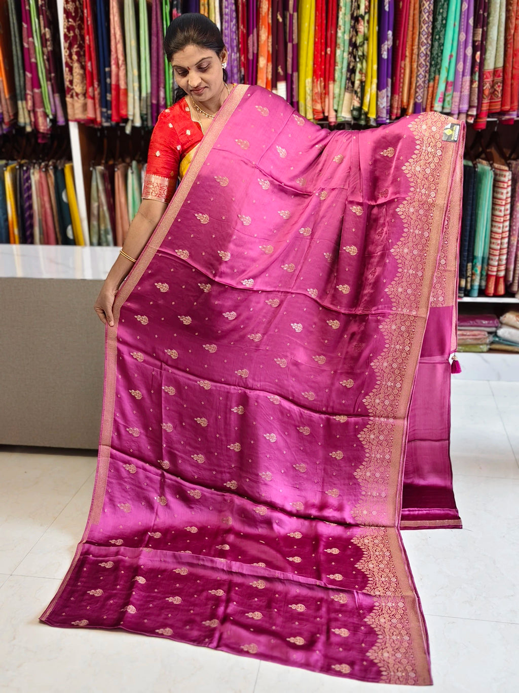 Satin georgette saree