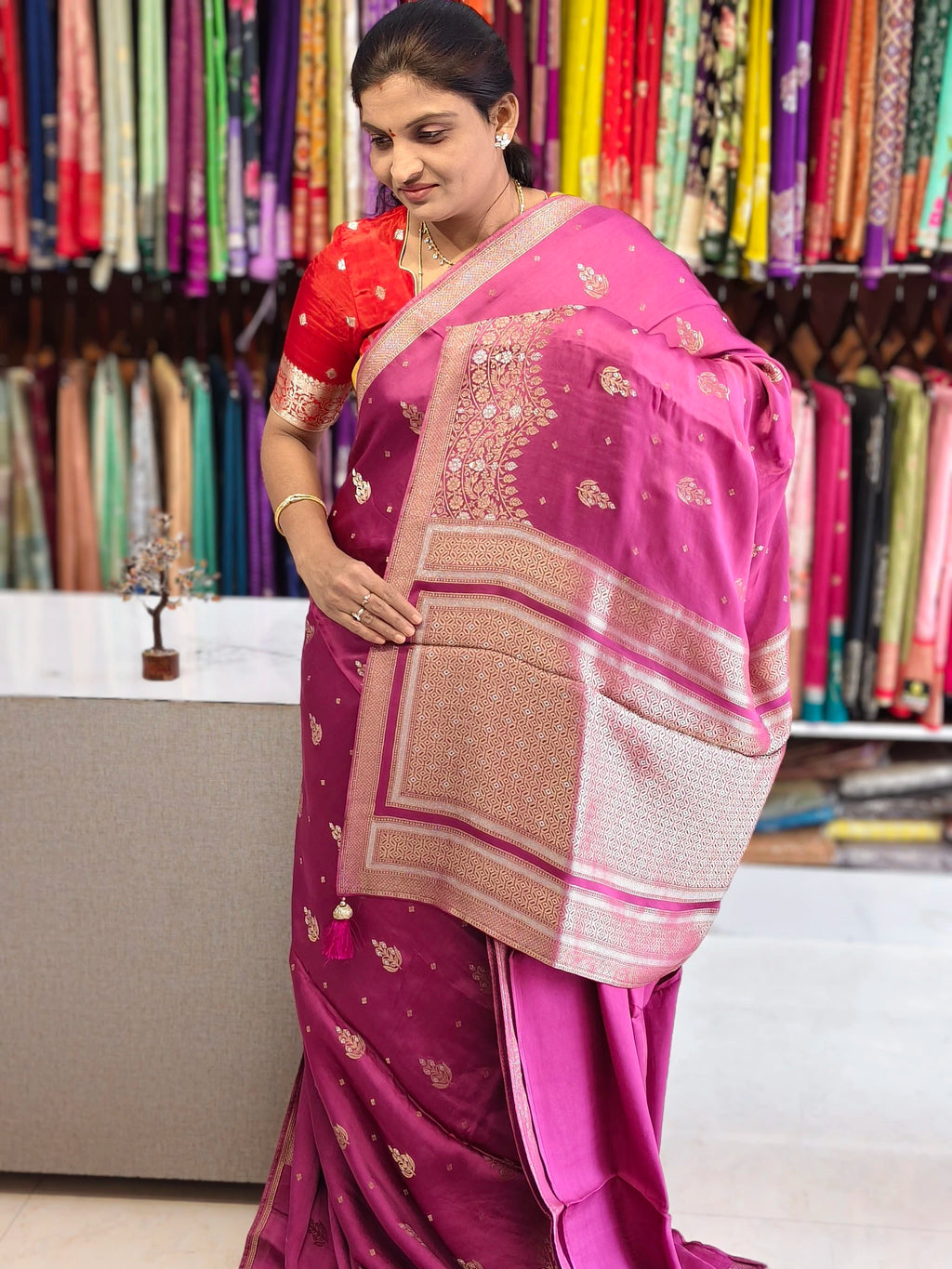 Satin georgette saree