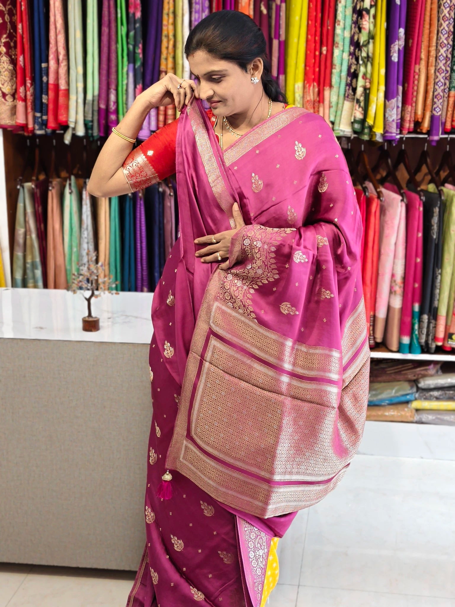 Satin georgette saree